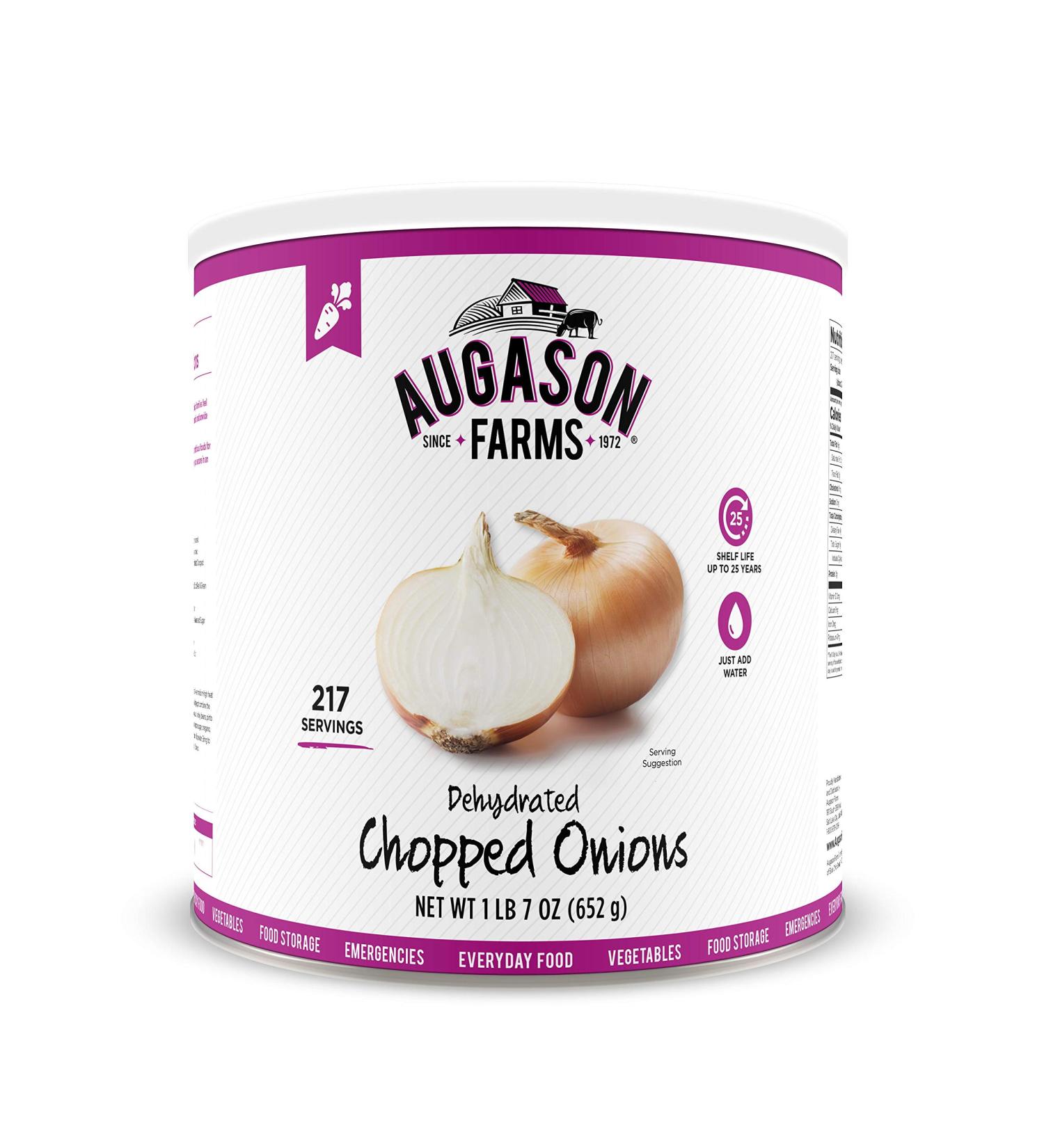 Augason Farms Dehydrated Chopped Onions No. 10 Can - 1 lb 7 oz (652 g) - Long-lasting Food Storage Essential - Buy Online on GoSupps.com