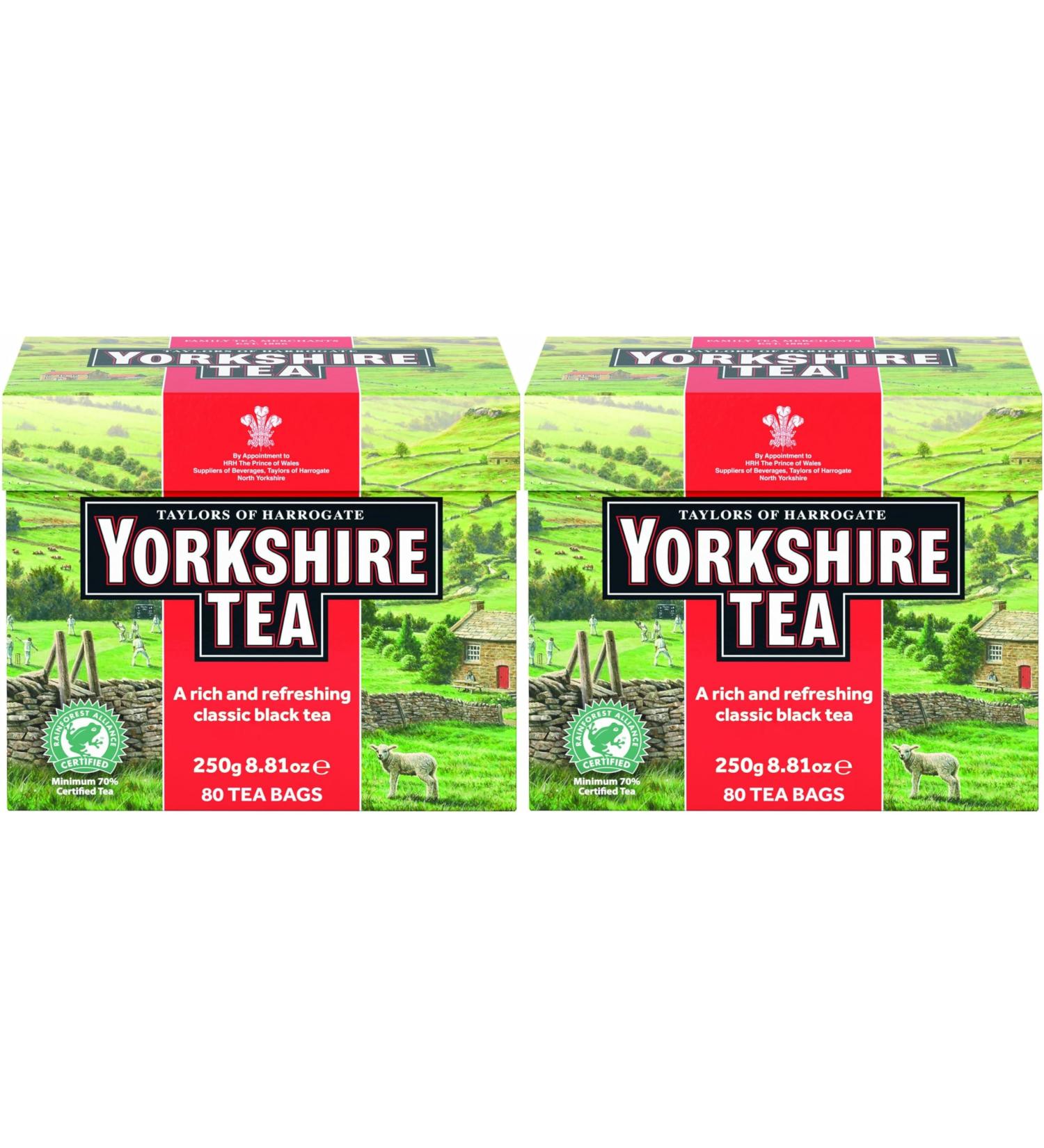 Value Bundle: Yorkshire Tea Bags - Black Tea - Tea Box 80's - Pack of 2