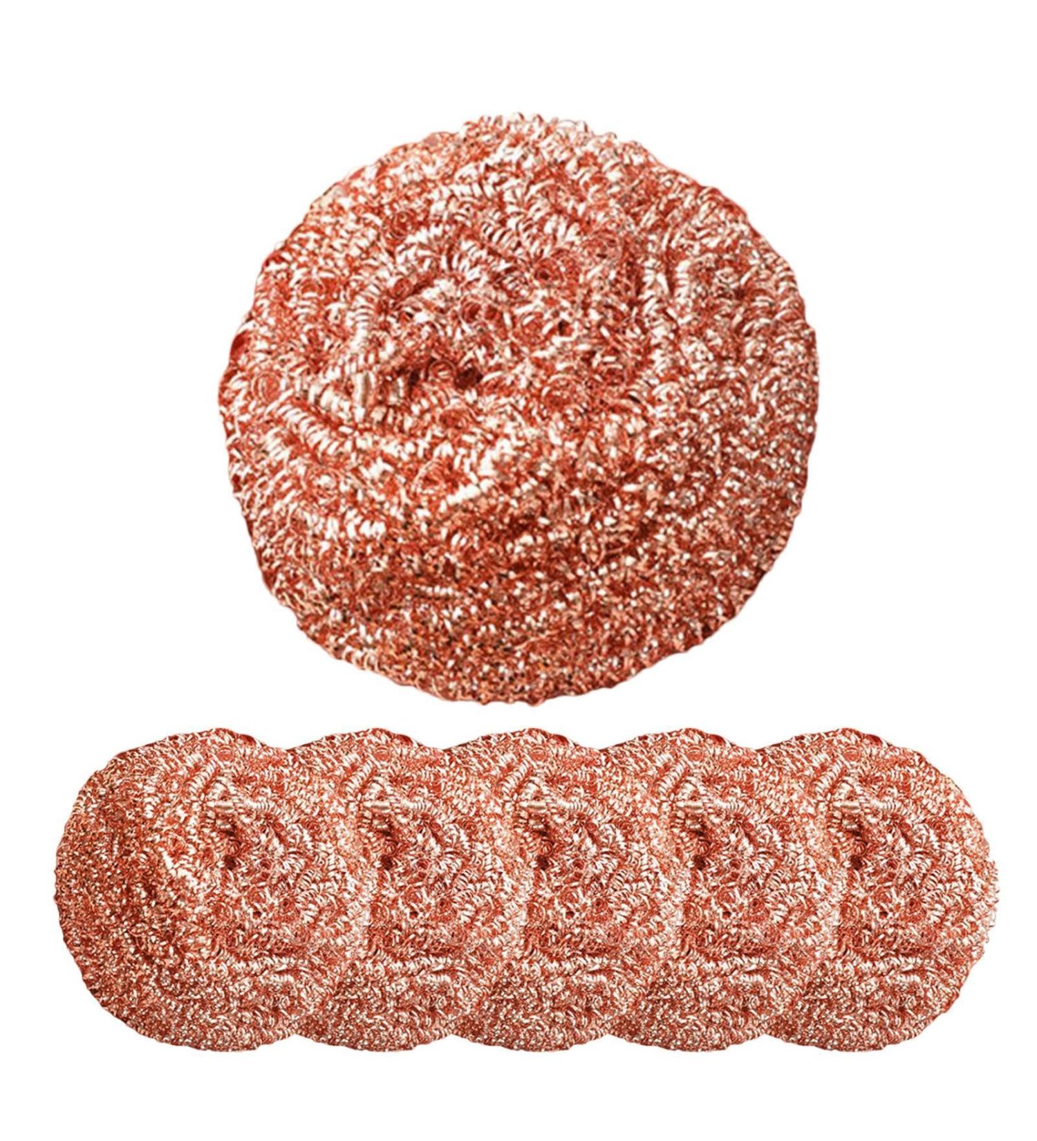 Copper Scourers - Cleaning Scourers & Sponges | Copper Pad Dish Scrubbers | Copper Heavy Duty Scrubbing Brush | Cleaning Brush Pots | Non-Stick Pot Copper Wire | Kitchen Cleaning Metal Dish Scrubber - Buy Online on GoSupps.com