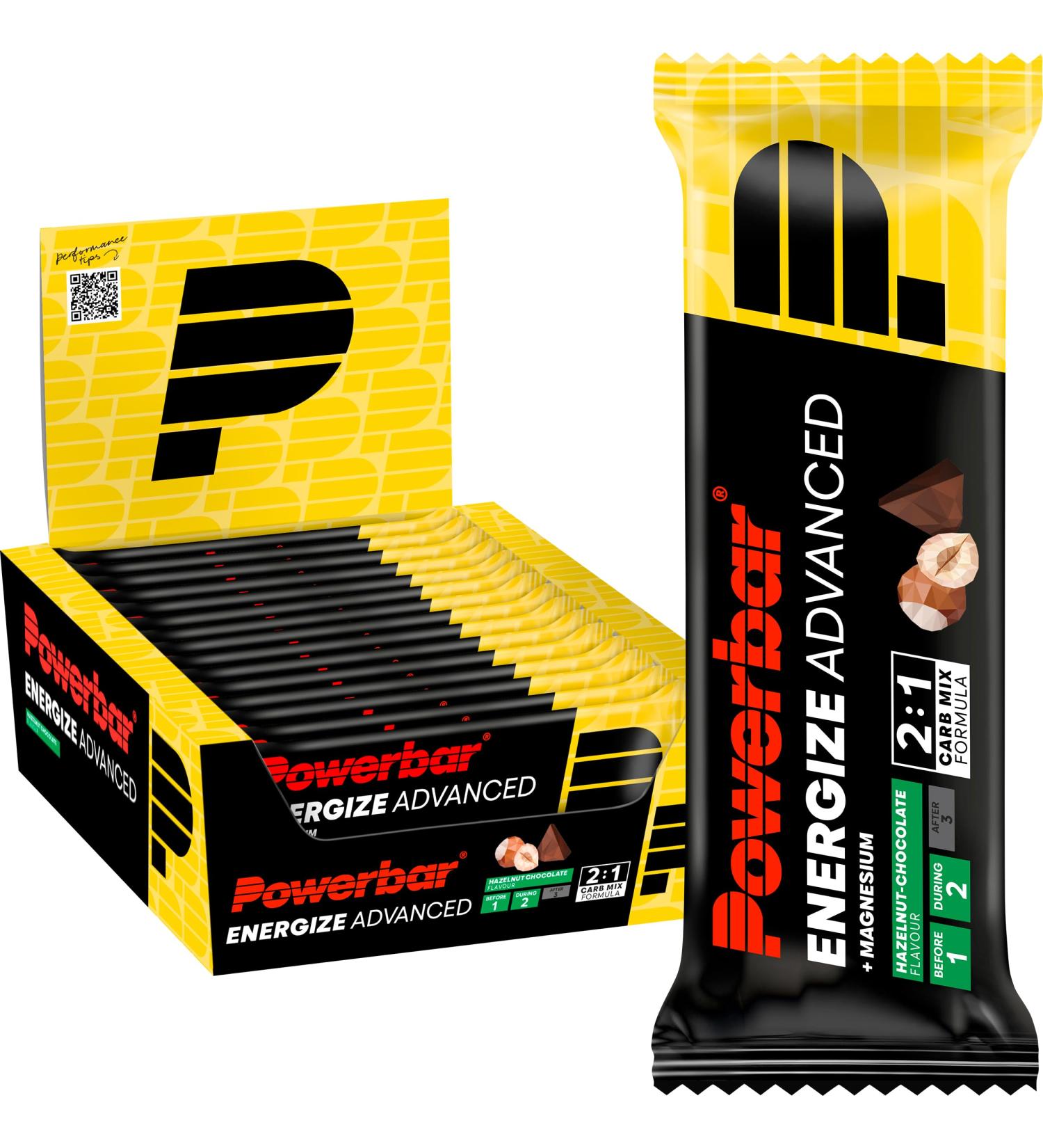 Powerbar - Energize Advanced - Hazelnut Chocolate - 15x55g - Barre nerg tique riche en glucides - Magn sium et sodium Chocolate Hazelnut 15x55g - Buy Online on GoSupps.com