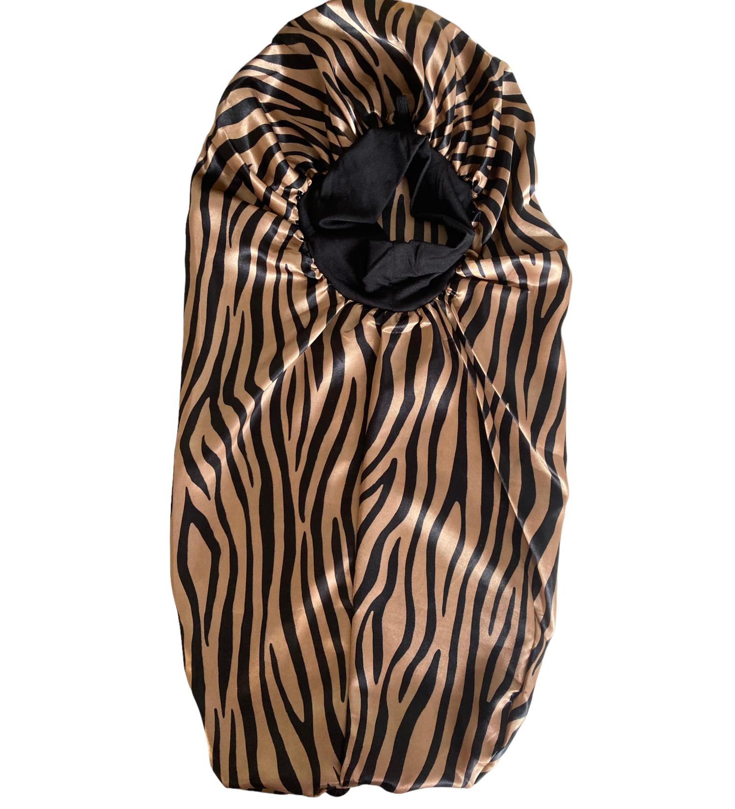 YUPs Long Silk Satin Adjustable Hair Bonnet for Long Hair - Gold Zebra - Buy Online on GoSupps.com