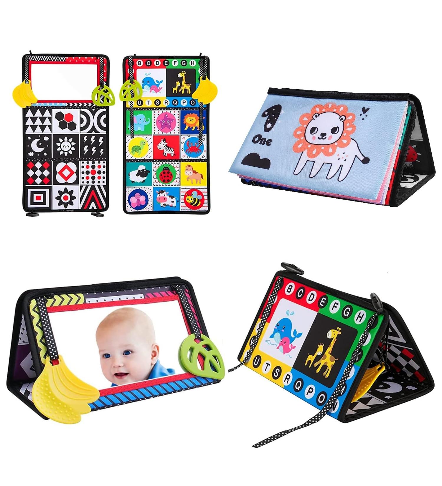 Zenovate Baby Mirror Toys - Foldable Montessori Sensory Toys for Newborns 0-12 Months | Crackling Book & Contrast Designs - Buy Online on GoSupps.com