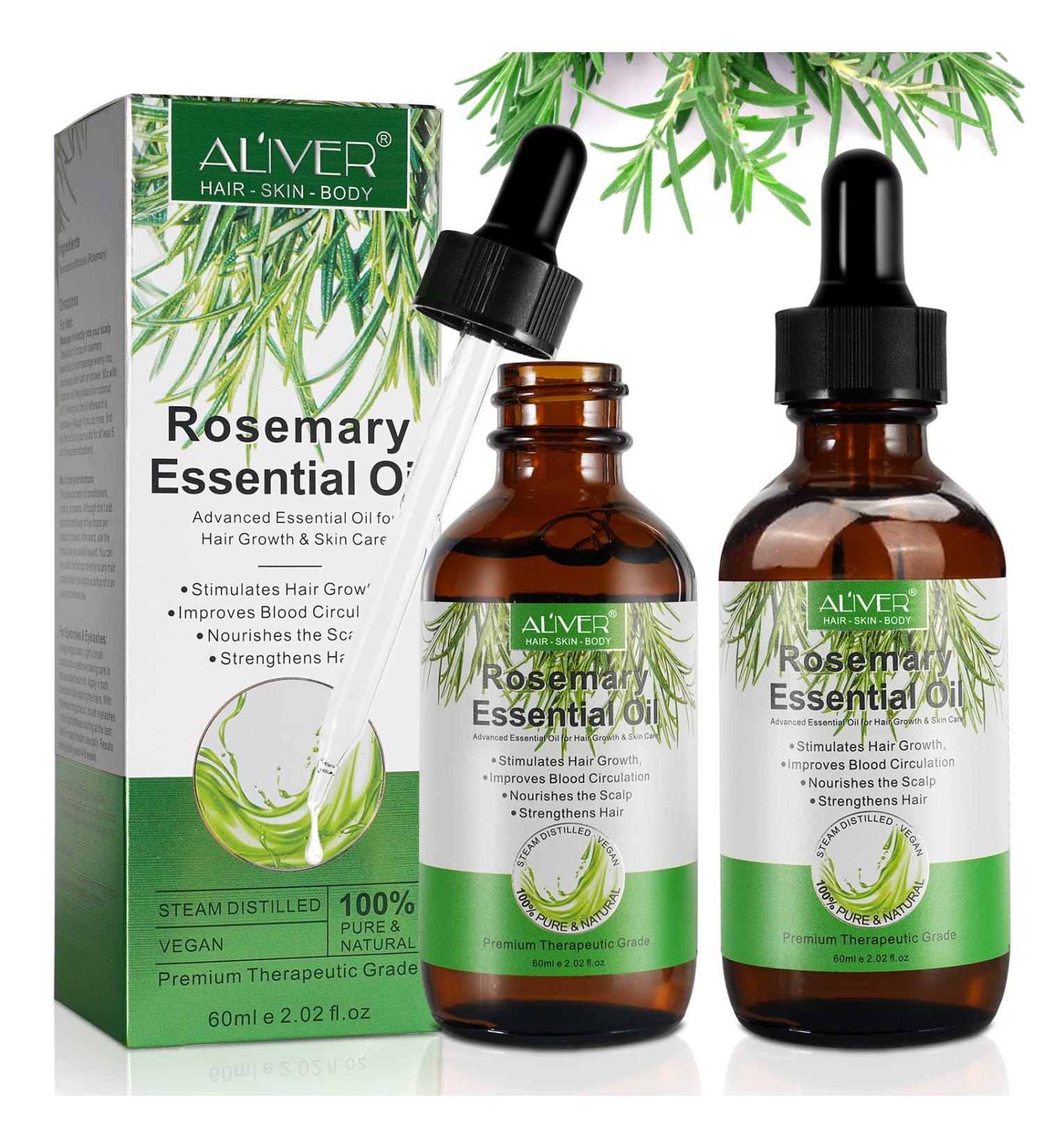 Rosemary Oil for Hair Rosemary Oil for Hair Growth 2 Pieces Essential Rosemary Oil for Hair and Skin Care Rosemary Oil for Healthy Growth of Hair Eyebrows Scalp Eyelashes - Buy Online on GoSupps.com