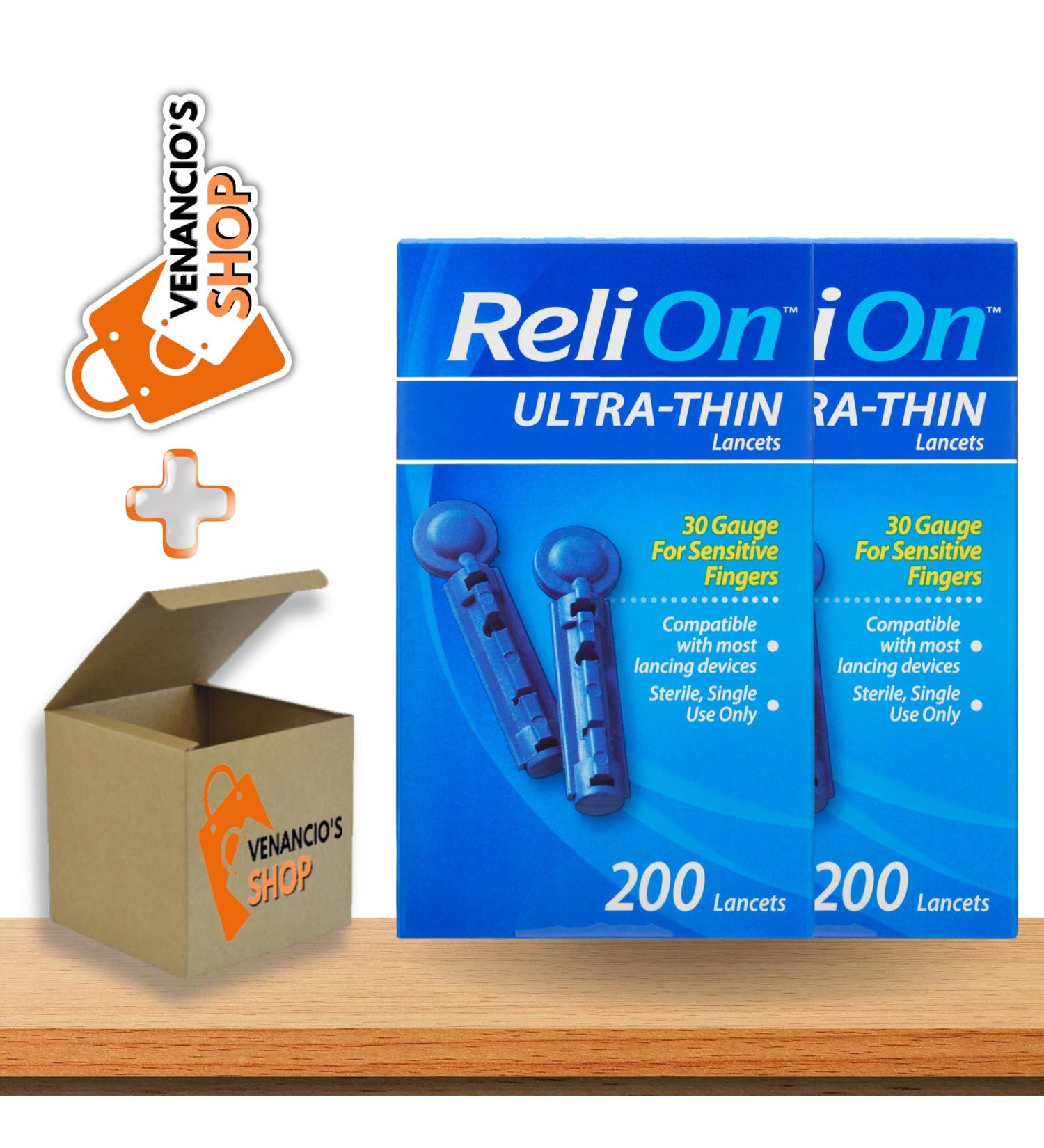 Reli On Ultra Thin Lancets 30-Gauge 200 Count - Diabetic Supplies (Pack of 2) - Gentle on Sensitive Fingers + Bonus Venancio Fridge Sticker - Buy Online on GoSupps.com