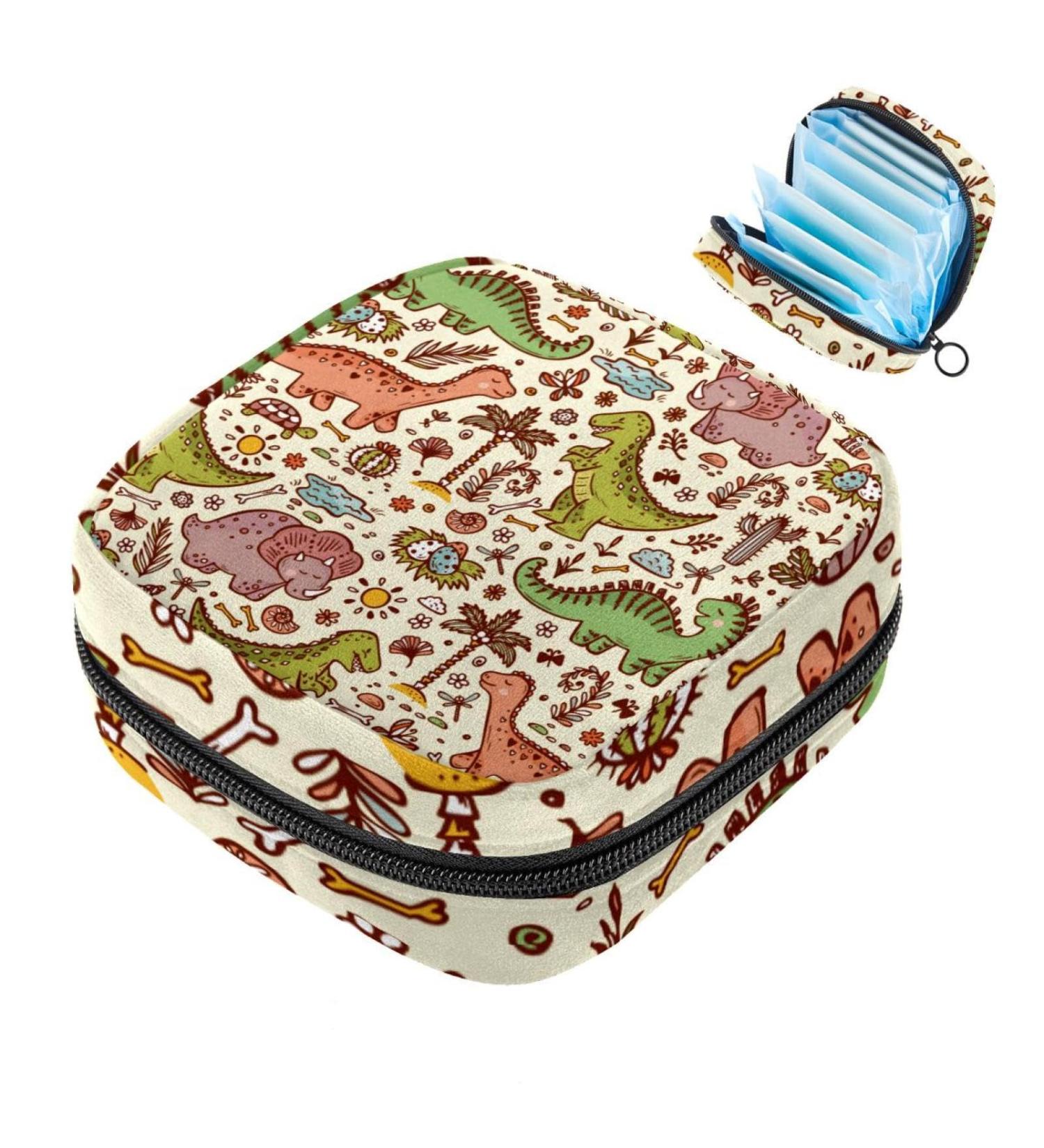 Dinosaurs Storage Bag for Women | Large Menstrual Cup & Zipper Bags | Stylish Multi-Colored Inserts for Tampons & Panty Liners - Buy Online on GoSupps.com