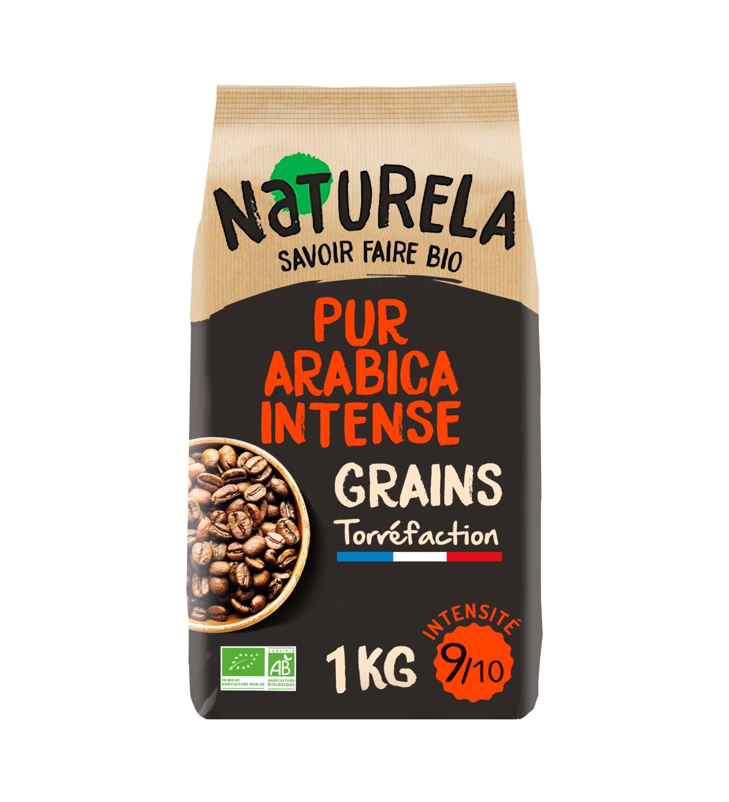  Naturela NaTURELA ORGANIC EXPERTISE - Coffee Beans - Intense Pure Arabica Coffee Beans - Slow Roasting - Made in France - 1 kg - Buy Online on GoSupps.com