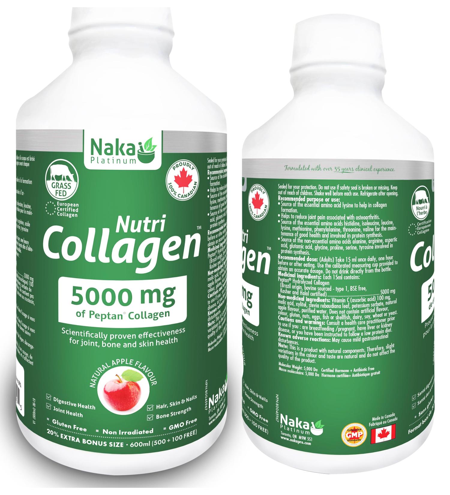 Naka Platinum Nutri COLLAGEN For Joint Bone and Skin Health 5 000 mg of Peptain Collage per 15 ml serving - 600 ml Extra BONUS Size (500+100 FREE) - Buy Online on GoSupps.com