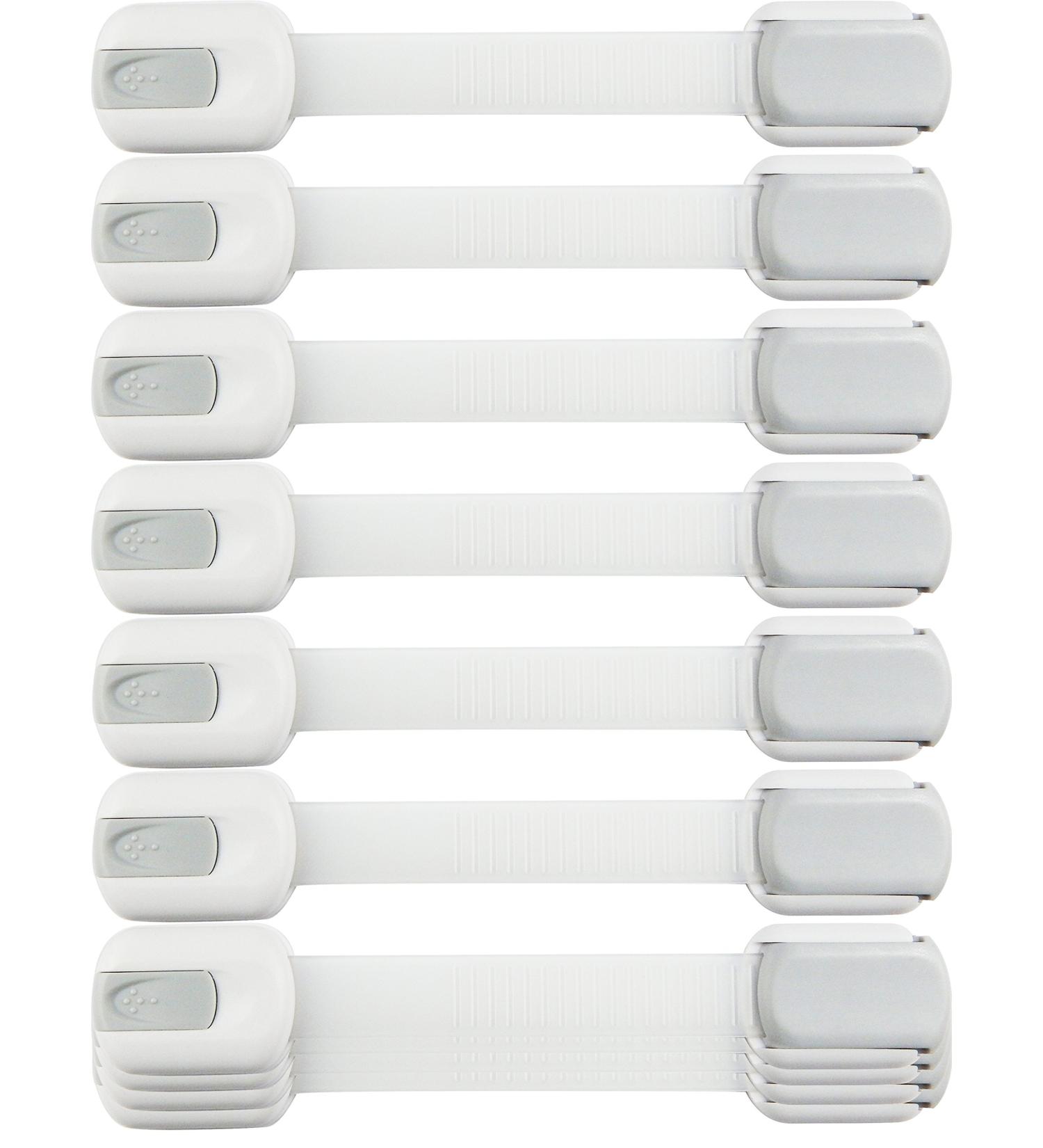 Child Safety Strap Locks (10 Pack) - Secure Cabinets, Drawers, Toilet, Fridge & More - Easy Installation, No Drilling - 3M Adhesive Pads - White/Gray - Buy Online on GoSupps.com