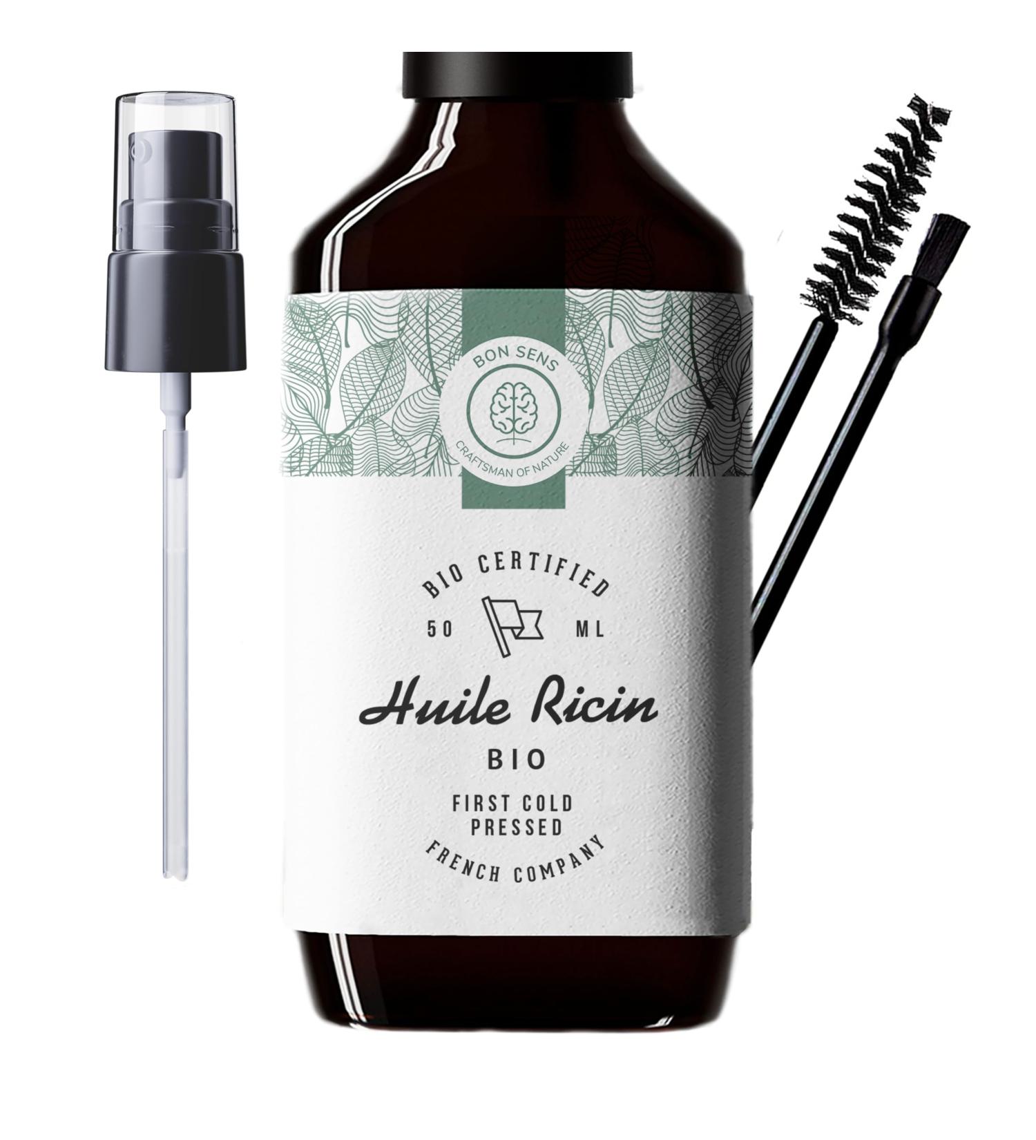 50ml Organic Cold-Pressed Castor Oil - Pure Hair Beard Eyelash & Skin Growth - Glass Bottle & Brush - Buy Online on GoSupps.com