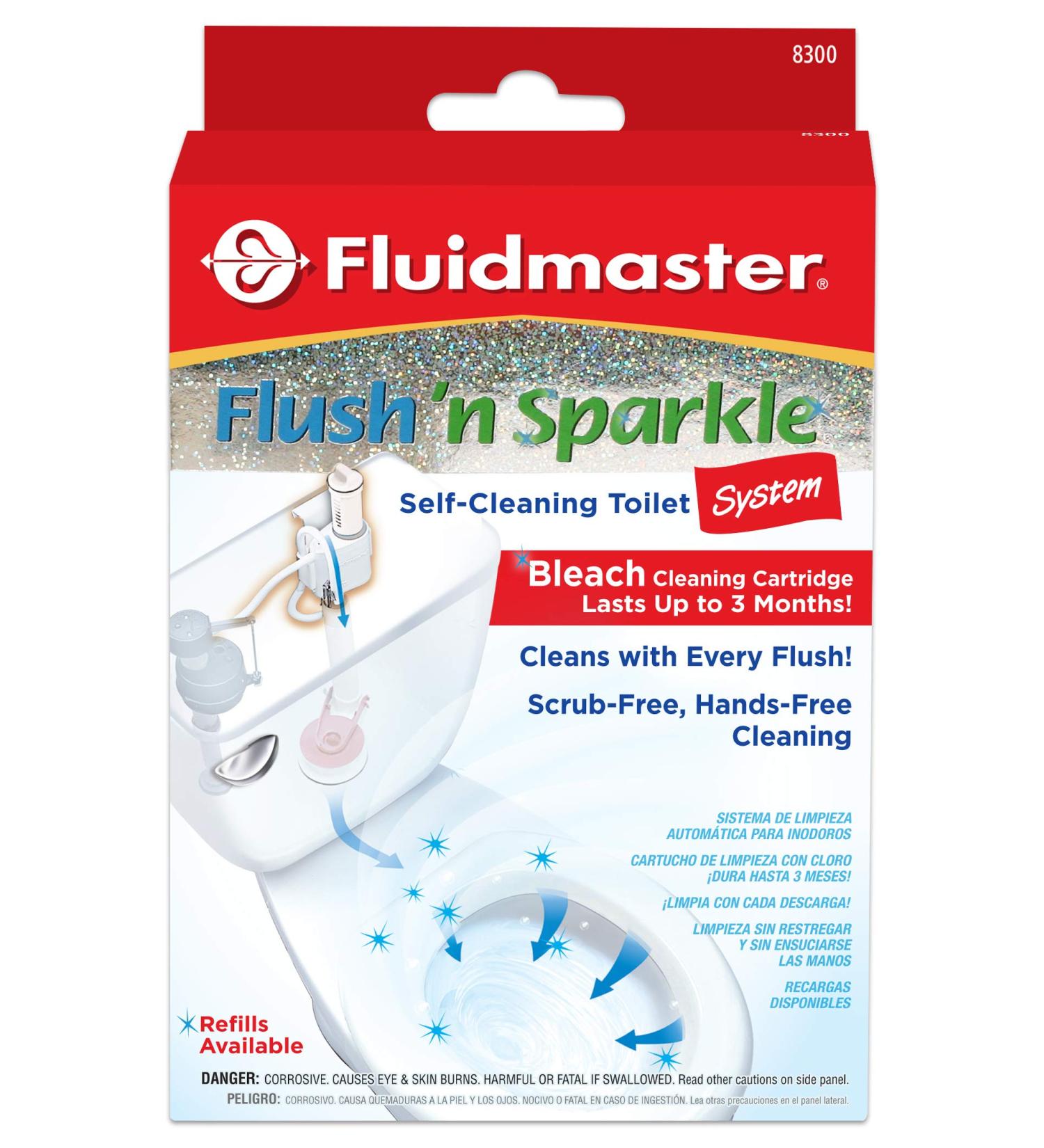 Fluidmaster 8300 Flush 'n Sparkle Automatic Toilet Bowl Cleaning System with Bleach Cartridge - Buy Online on GoSupps.com