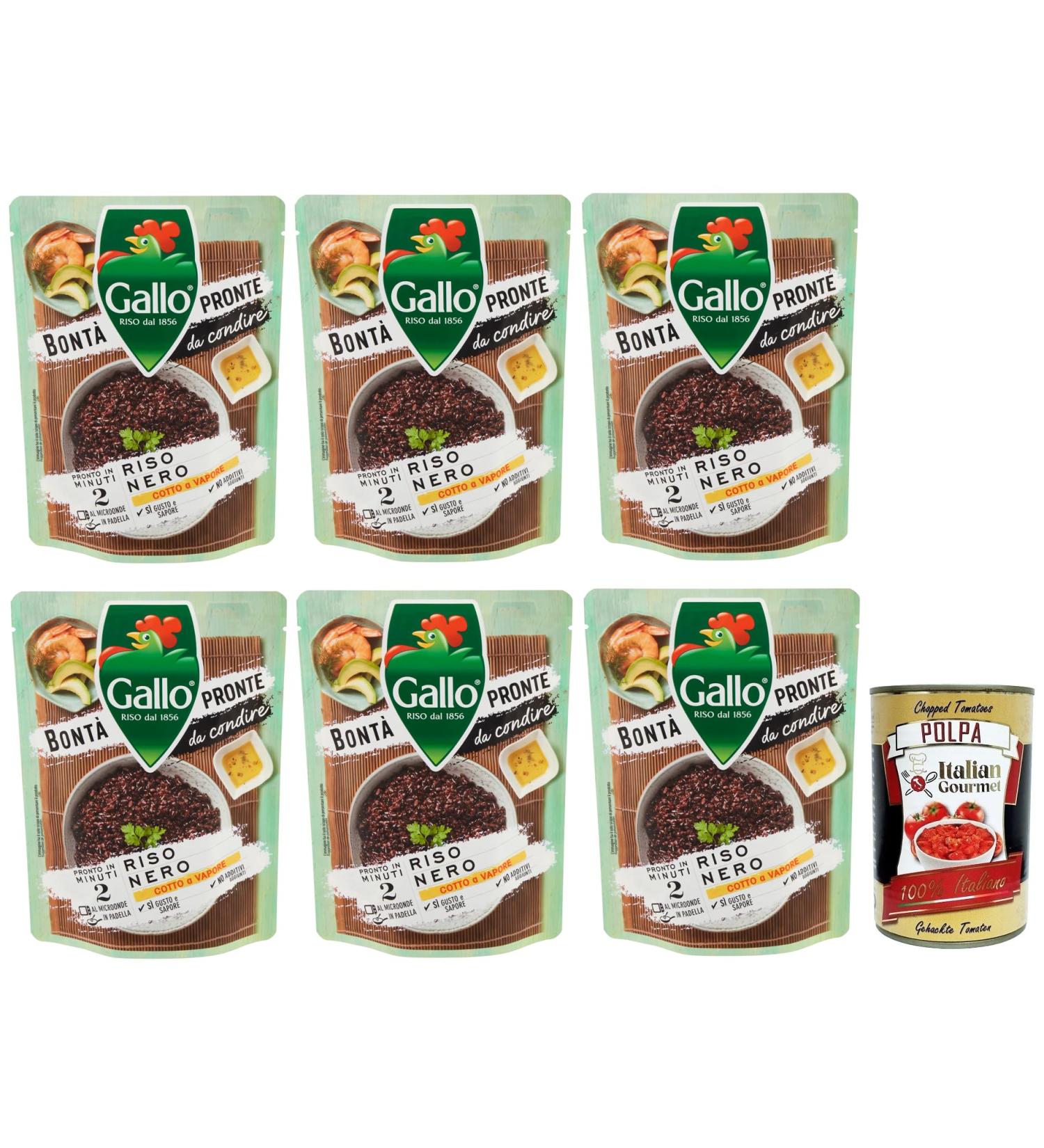  Italian Gourmet E.R. Riso Gallo Bont Pronte Riso Nero Precooked Rice Preparations 250 g + 400 g Set of 6 - Buy Online on GoSupps.com