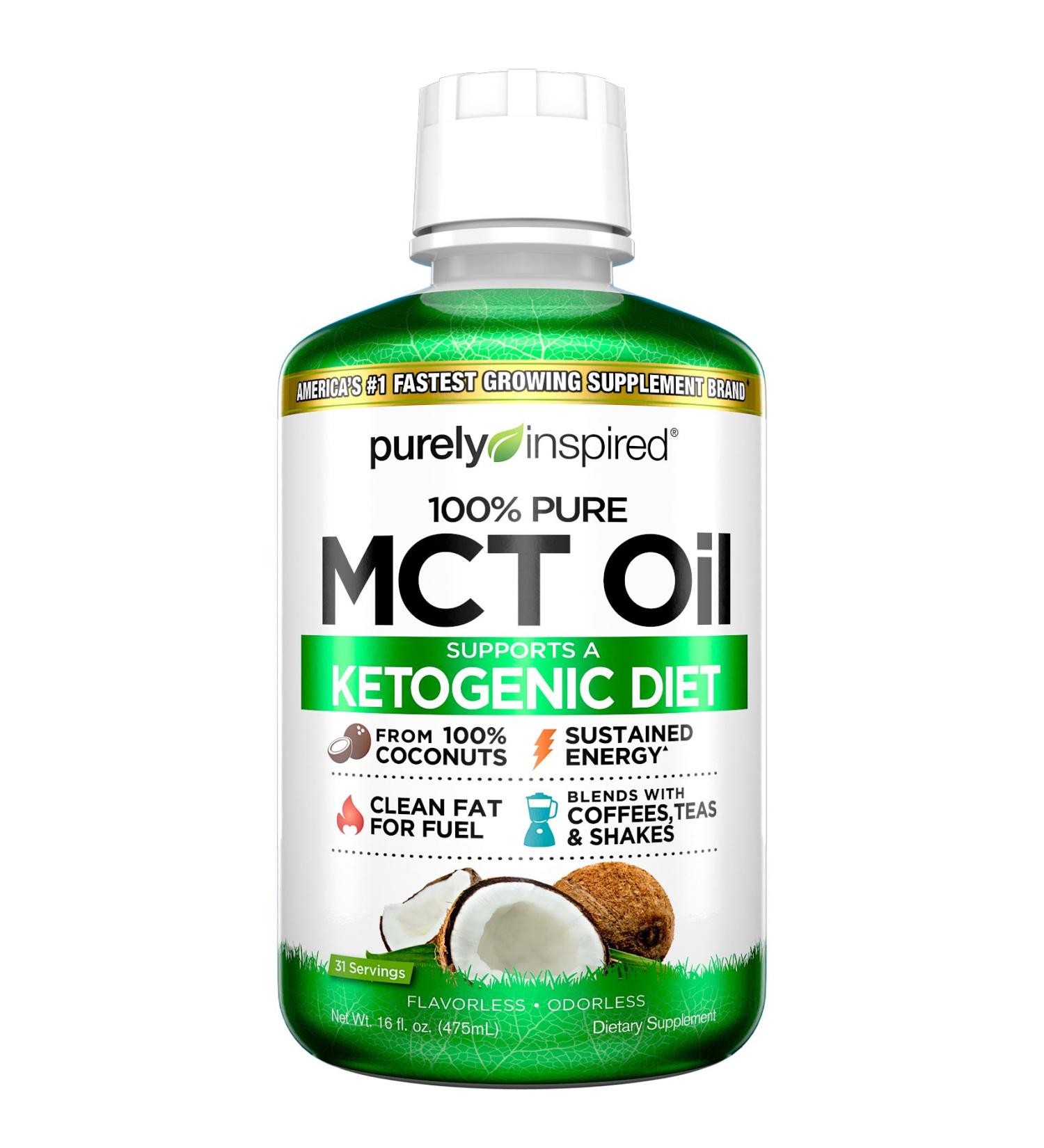 Purely Inspired 100% Pure MCT Oil - 16 fl oz | Premium Quality Energy Boost - Buy Online on GoSupps.com
