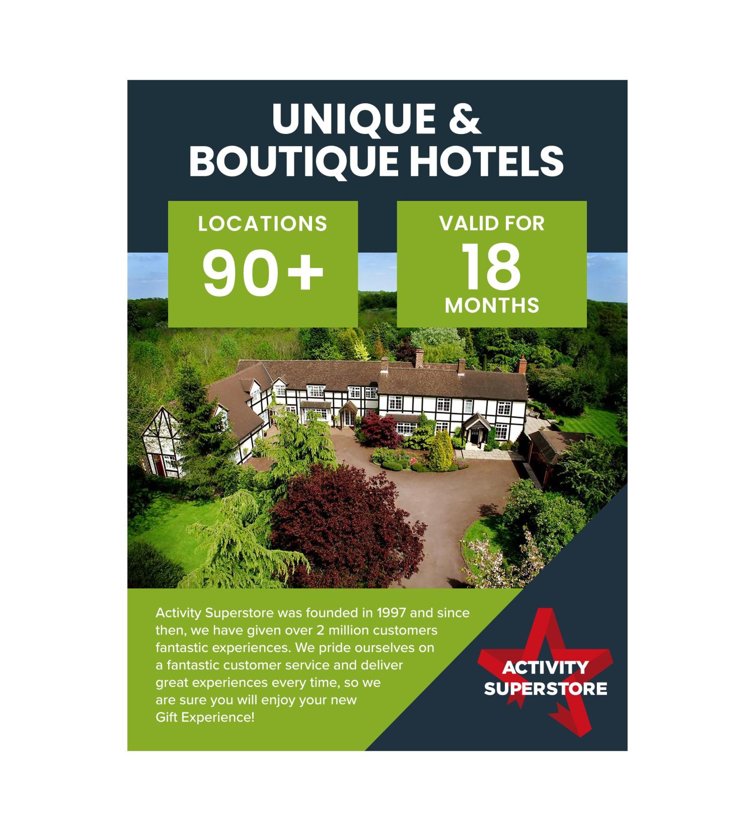 Activity Superstore Boutique Getaway Voucher: 2-Night Stay with Breakfast for 2 at 90+ UK Locations | Experience Days Gift for Couples - Buy Online on GoSupps.com