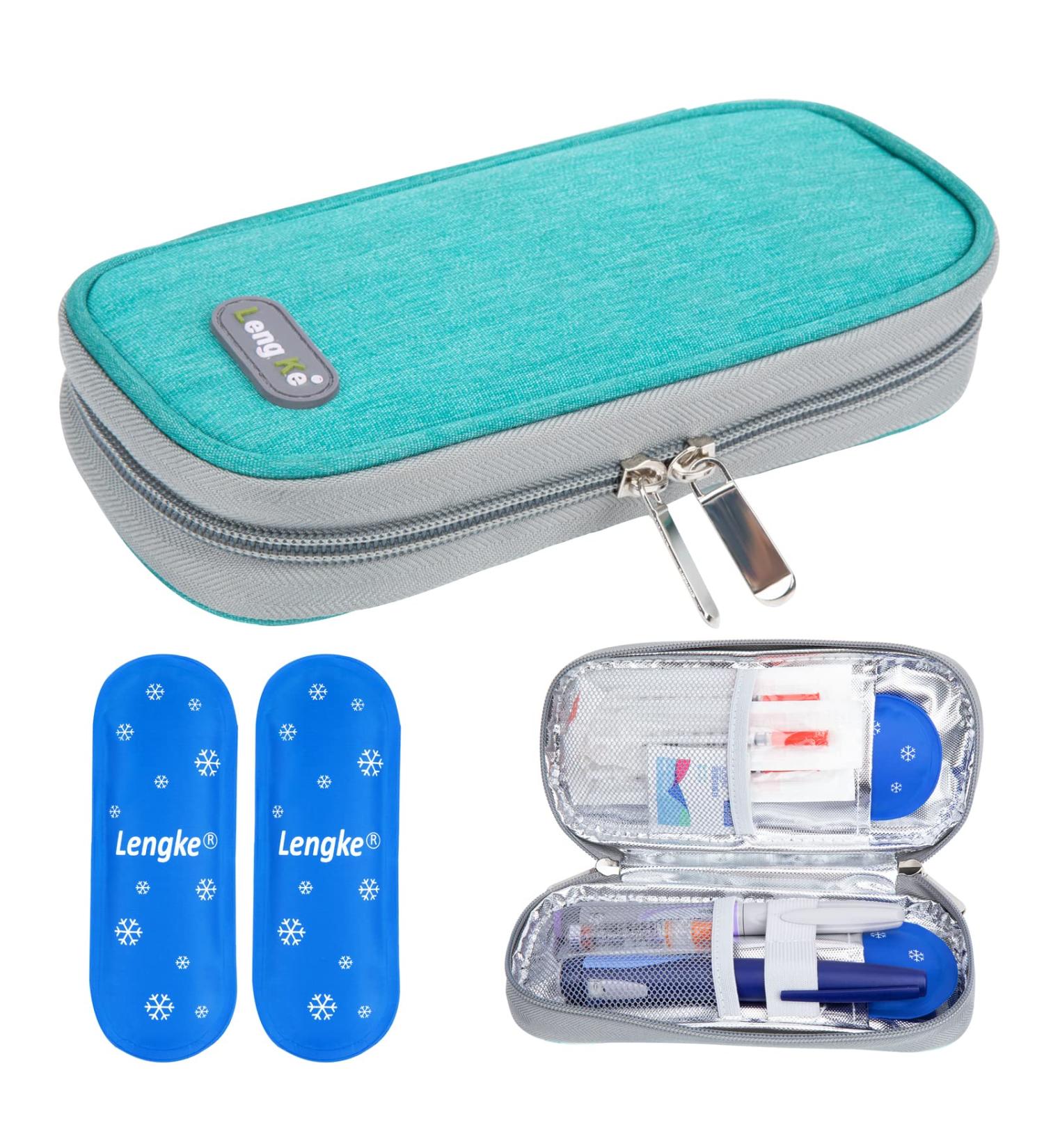 Youshares Insulin Cooling Bag - Diabetic Case with 2 Nylon Packs | Safe & Cold Insulin Pen Cool Box (Green) - Buy Online on GoSupps.com