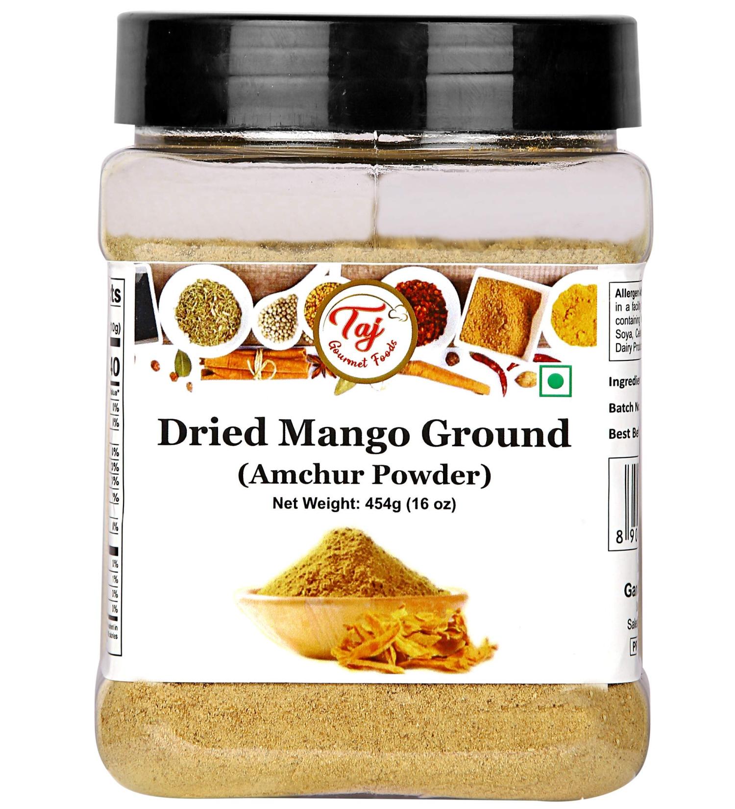 Taj Premium Indian Amchur Powder - 16oz Jar, Dried Mango Powder for Authentic Flavor - Buy Online on GoSupps.com