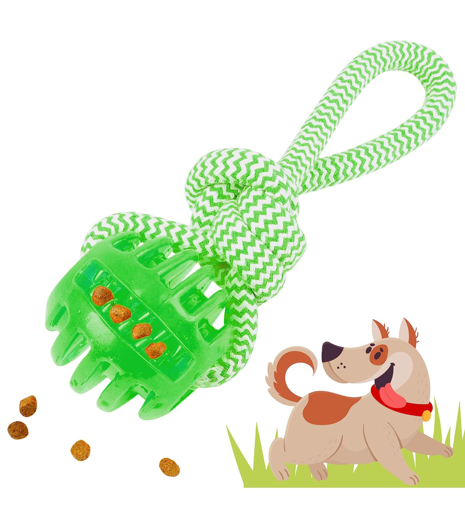 Rootnoot Neon Green Throwing Ball with Rope for Dogs | Eco-Friendly Fetch Toy | Track & Train Your Dog with Stable Design - Buy Online on GoSupps.com