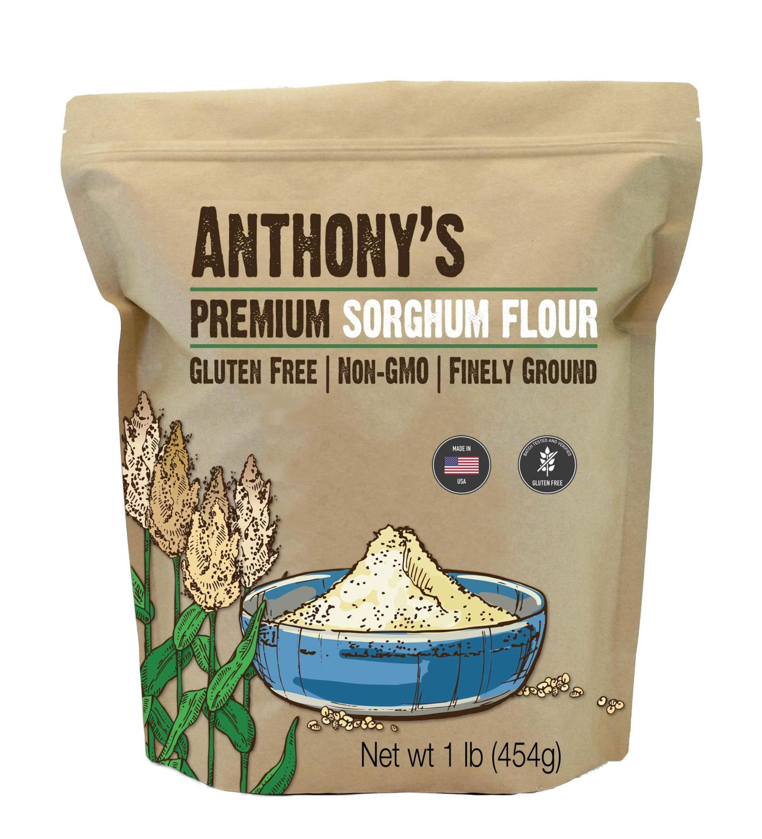Anthony's Premium 1lb Sorghum Flour - Gluten Free, Non GMO, Finely Ground - Buy Online on GoSupps.com