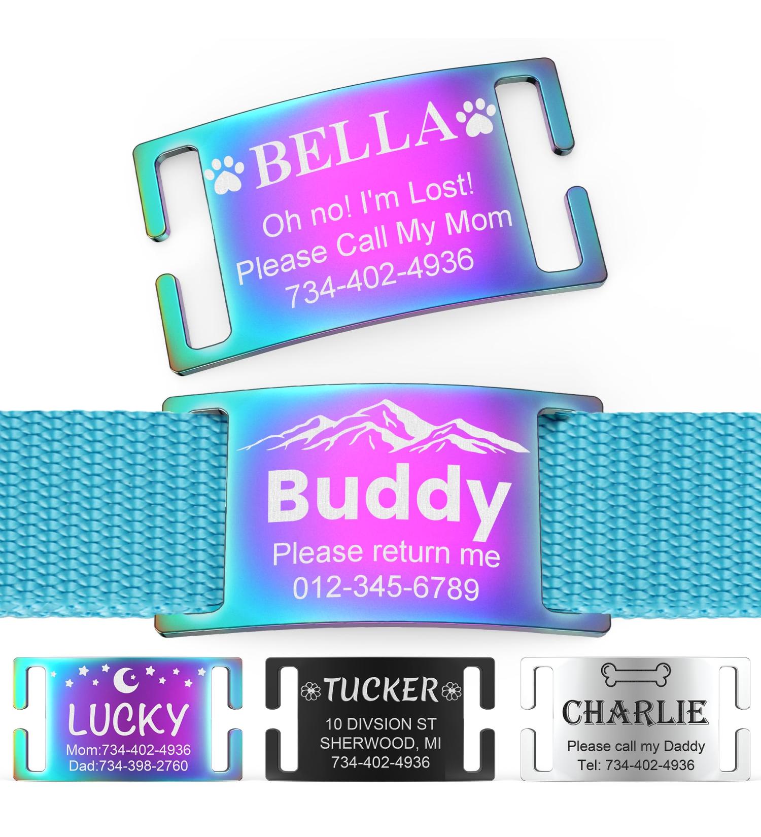Personalized Yehanti Dog & Cat ID Tags - Engraved Stainless Steel with Colorful Symbols | XL for 25mm Collars - Buy Online on GoSupps.com