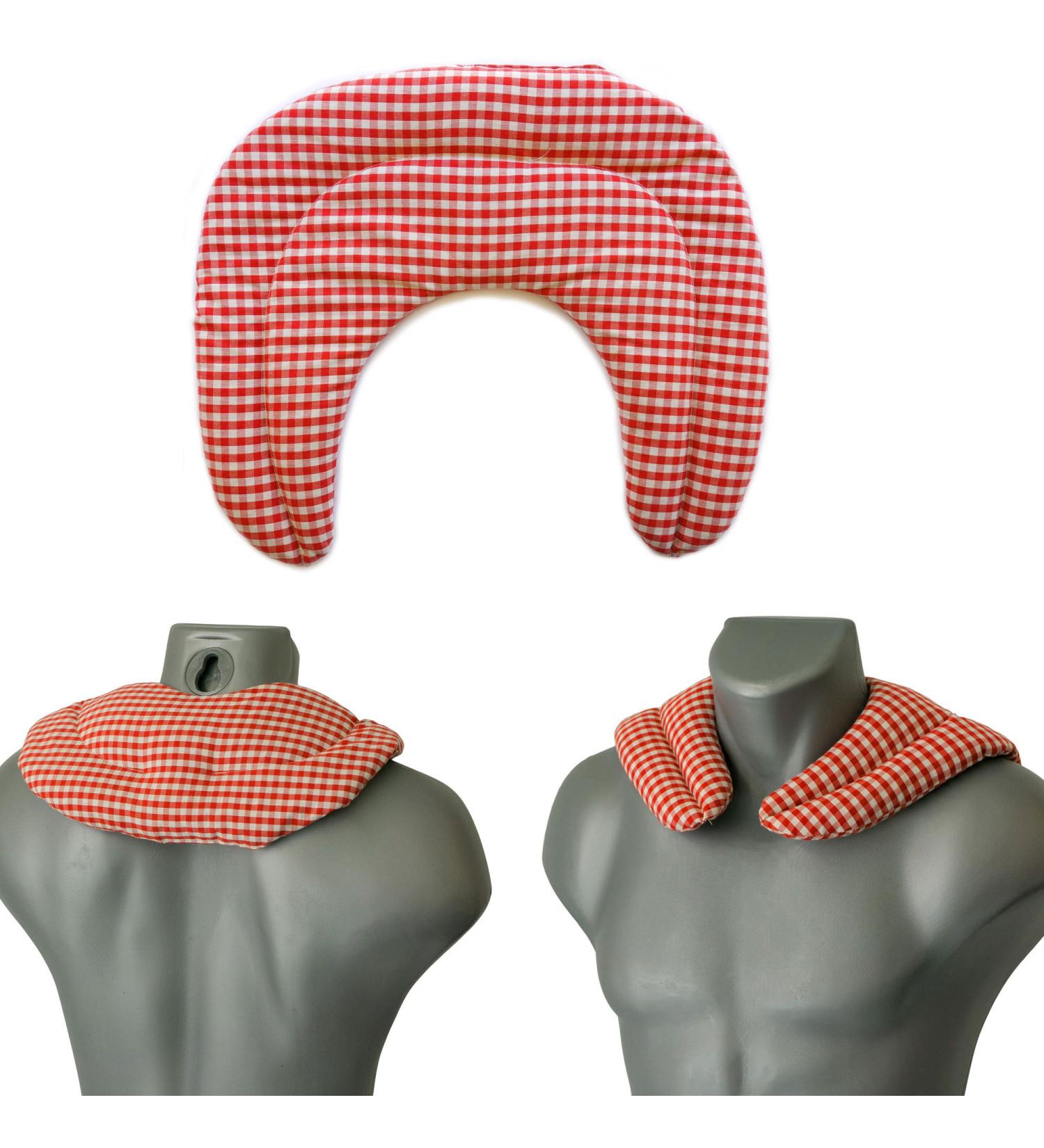 Rapeseed Neck Pillow with Chambers - Red & White - Heat Pad for Neck Relief - Premium Neck Pillow for Comfortable Sleep - International Shipping Available - Buy Online on GoSupps.com