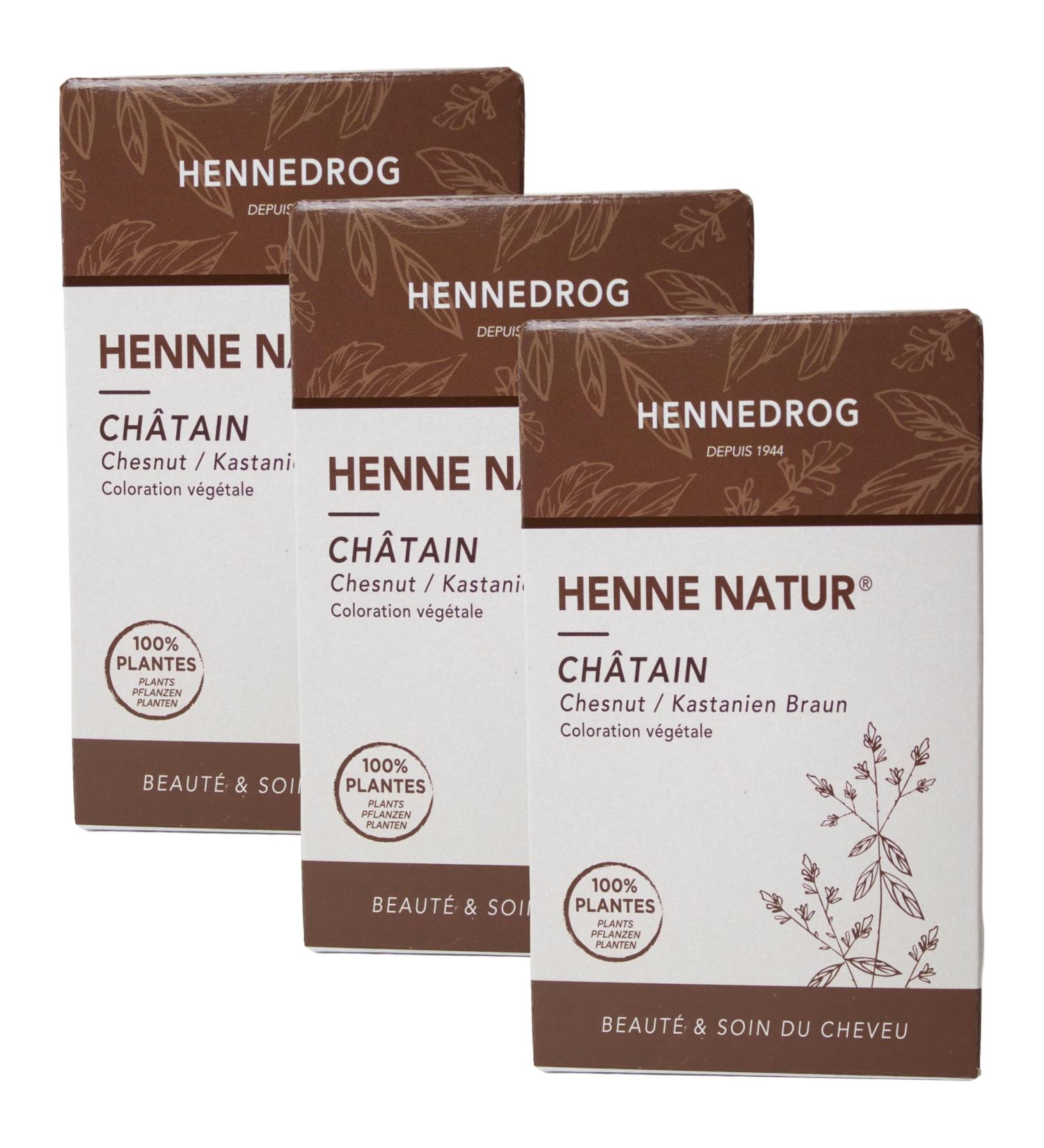 Hennedrog - Henna Chatain Ch tain 90g - Coloration V g tale Ch tain (Ch taigne) 3 x 90 g - Buy Online on GoSupps.com