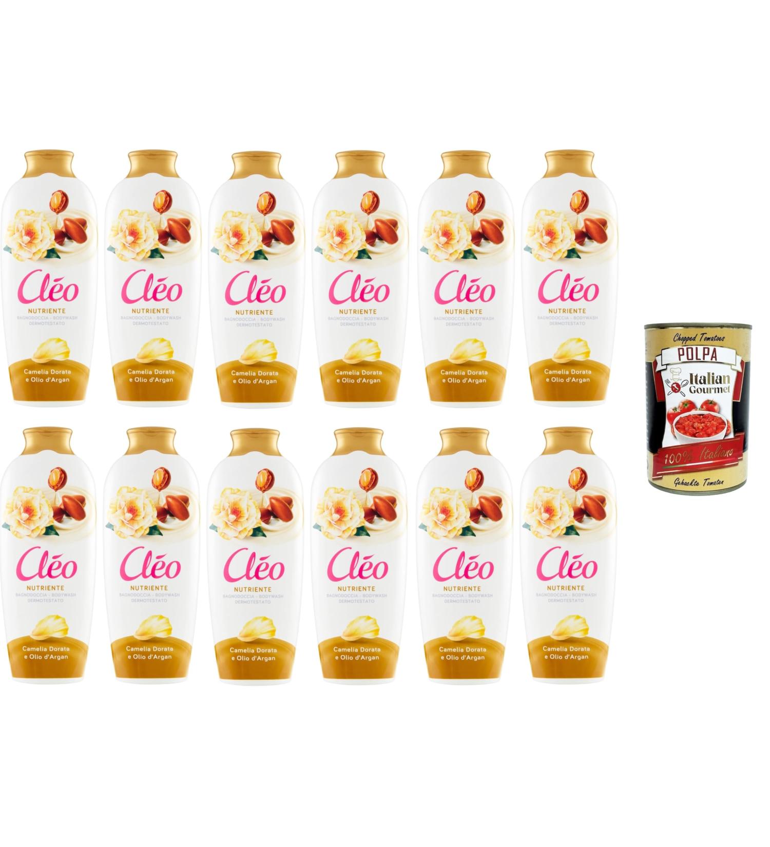  Italian Gourmet E.R. Cleo Shower Gel with Golden Camellia and Argan Oil 12 x 750 ml + Italian Gourmet Pulp 400 g - Buy Online on GoSupps.com