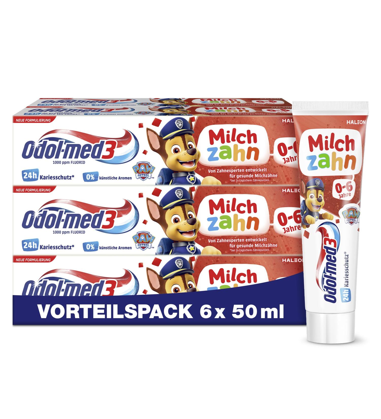 Odol-med3 Pack of 6 toothpastes toothpaste for children from 0 to 6 years Developed by dental experts for healthy baby teeth 6 x 50 ml - Buy Online on GoSupps.com