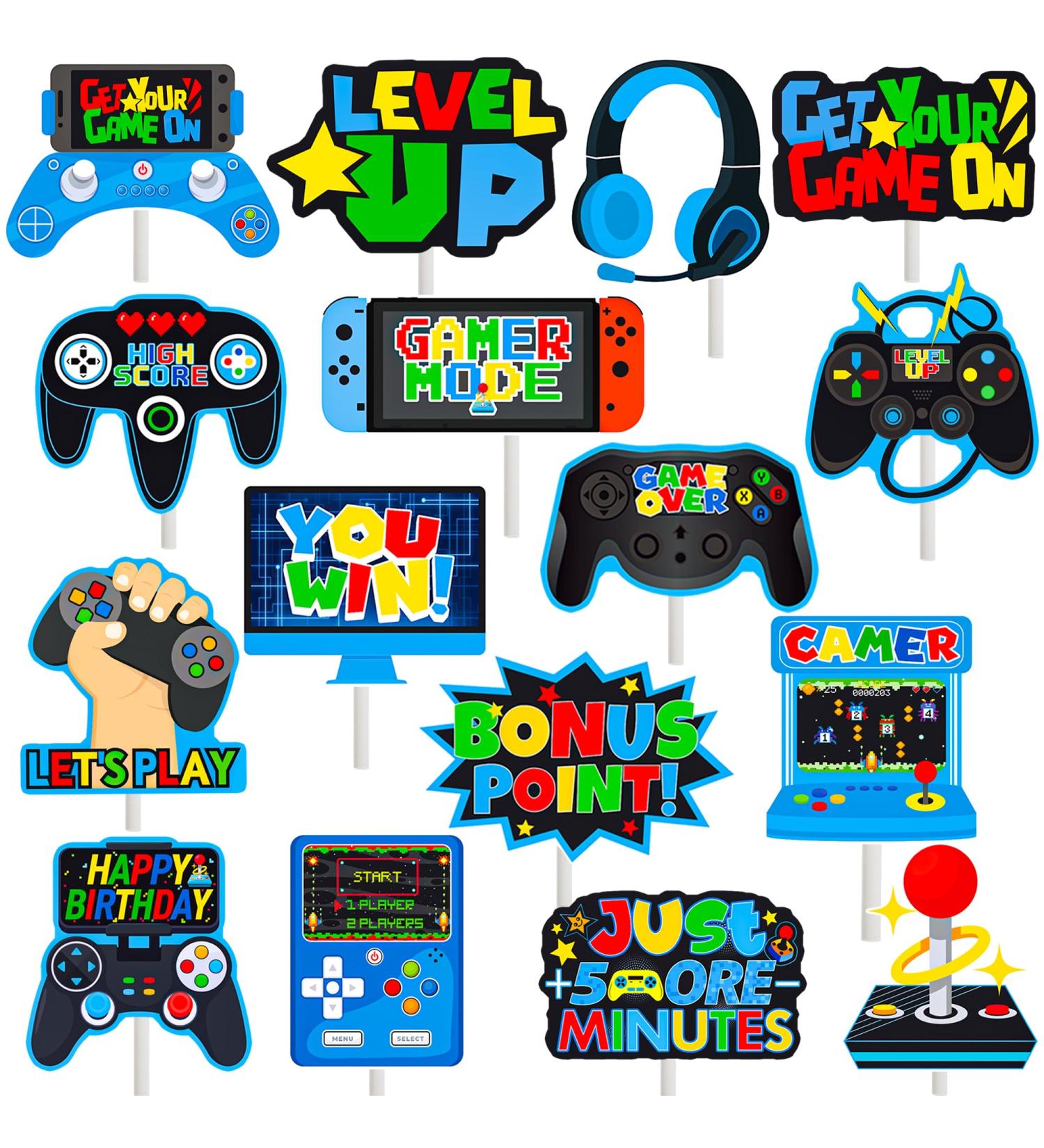 Video Game Cupcake Toppers 36pcs Game Party Cupcake Picks Game On Controllers Cake Picks Gamepad Birthday Party Decoration for Game Theme Baby Shower Supplies(Blue) - Buy Online on GoSupps.com