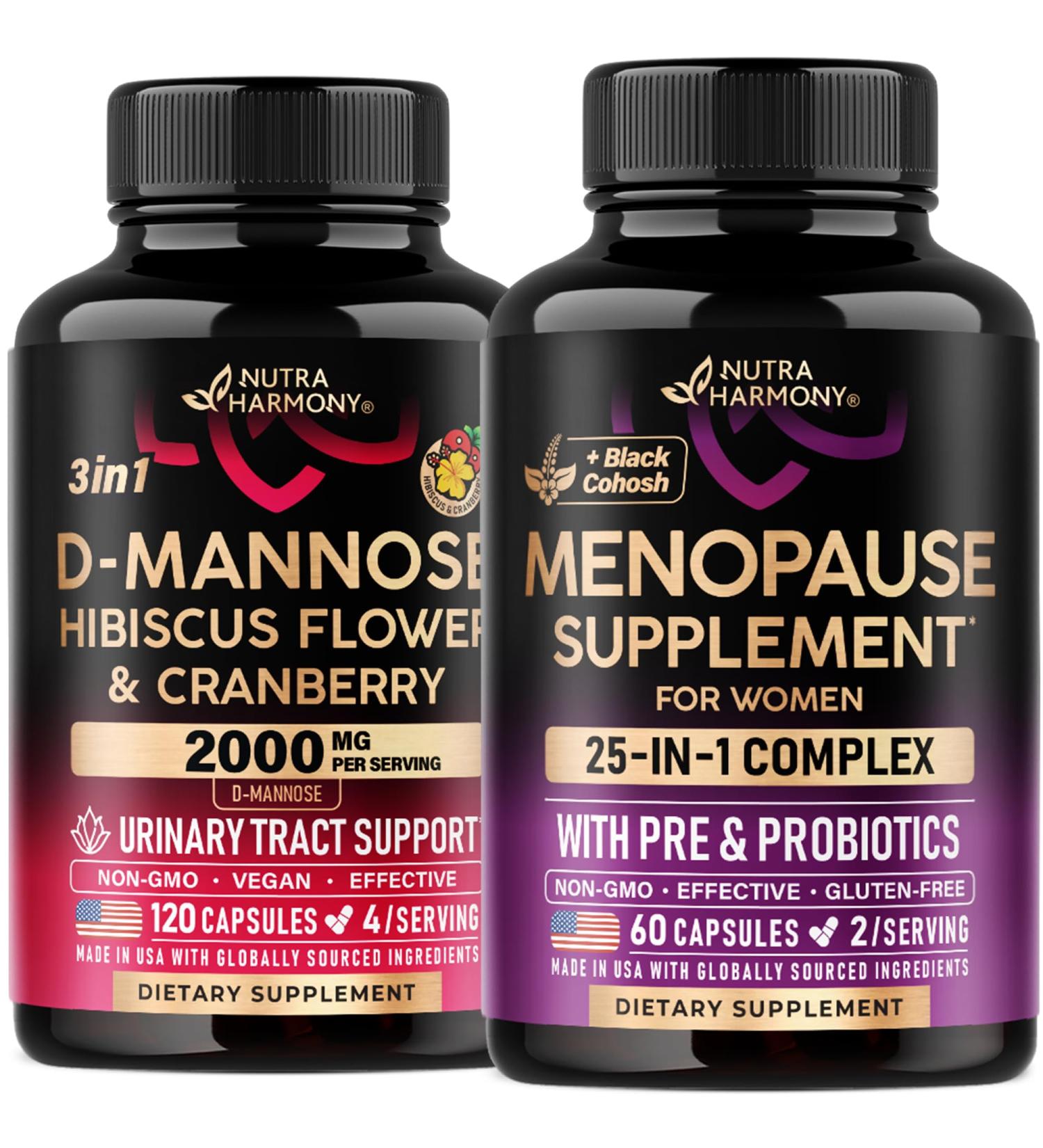 NUTRAHARMONY D-Mannose with Cranberry & Menopause Capsules