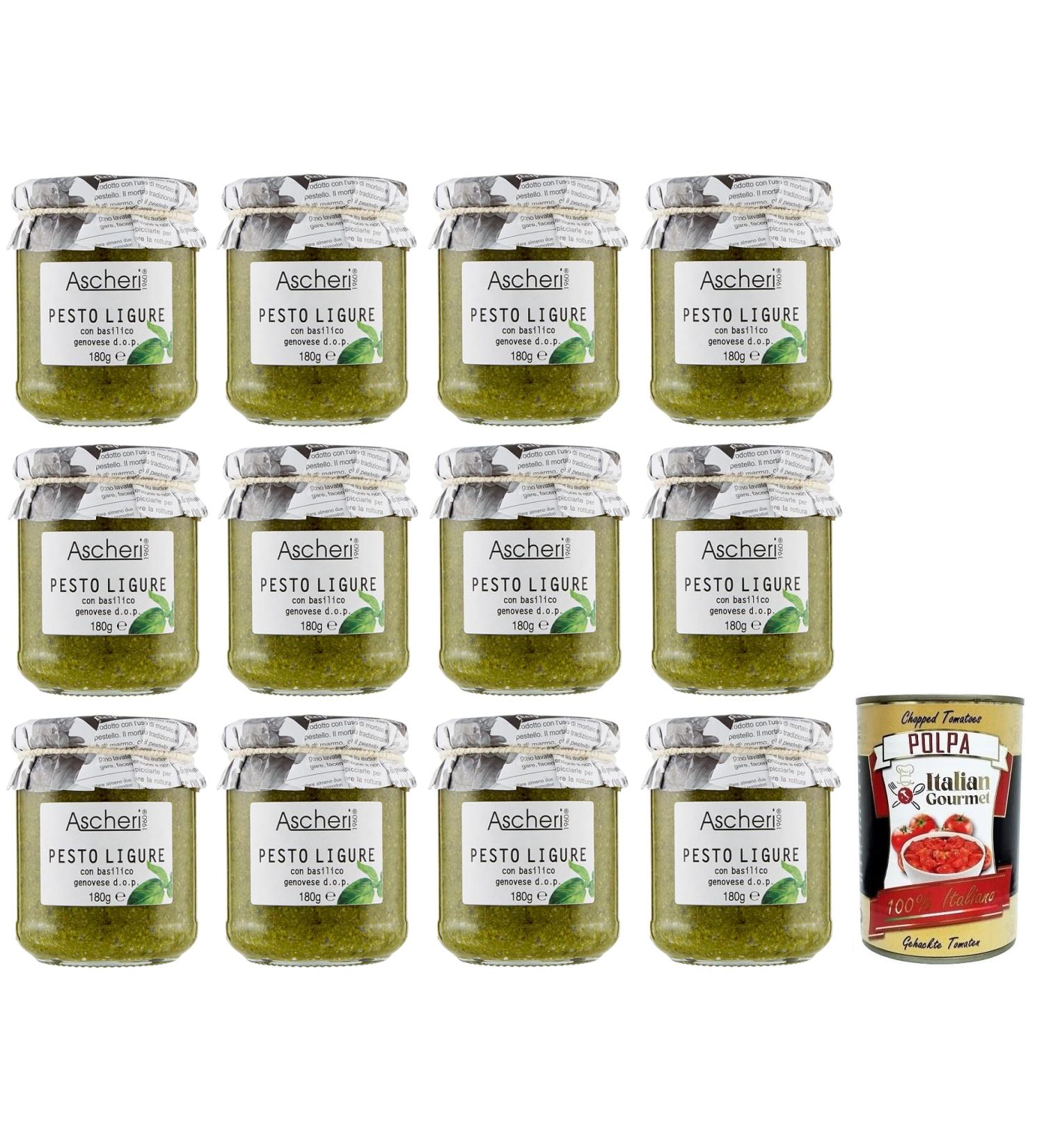  Italian Gourmet E.R. Ascheri 1960 Ligurian Pesto with Genoese Basil Basil Pesto Sauce 180 g Glass 180 g + Italian Gourmet Tomato Pulp Box 400 g - Buy Online on GoSupps.com