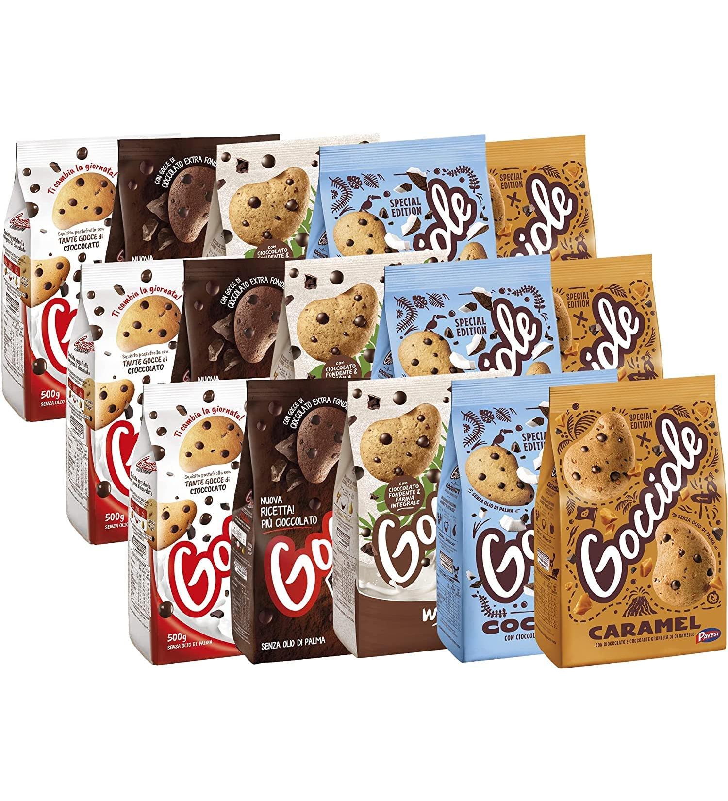 Pavesi Maxi Mix Set of 15 cookies assorted with chocolate caramel coconut gibier and extra dark doll with chocolate drops - Buy Online on GoSupps.com