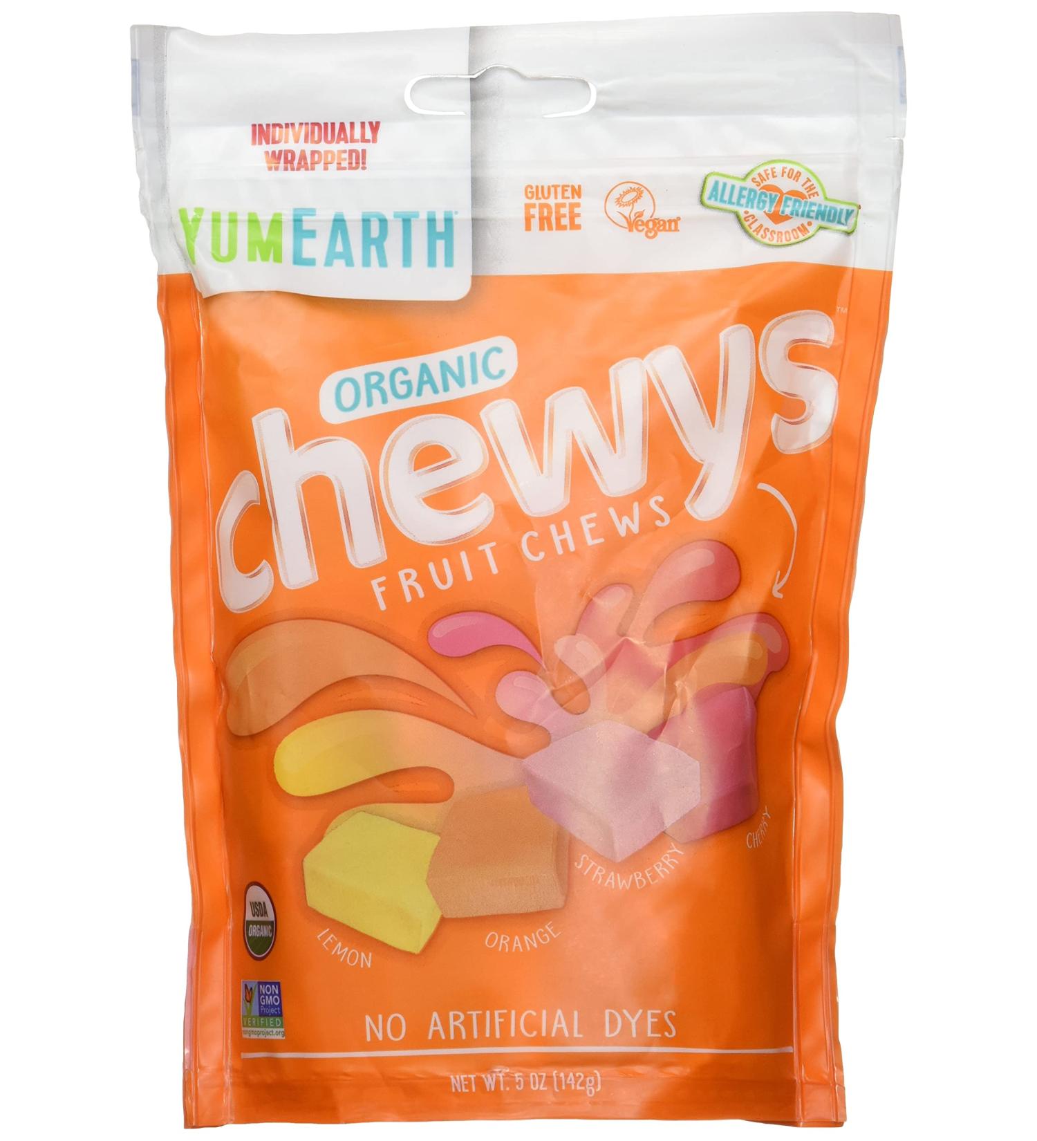 YumEarth Organic Chewy Fruit Chews - Lemon, Orange, Strawberry, Cherry - 5 oz - Natural & Chewy Candy - Buy Online on GoSupps.com