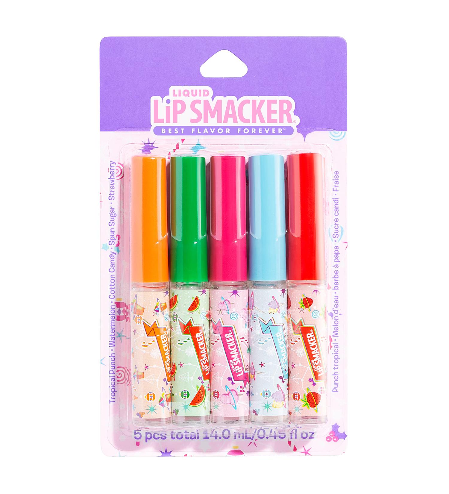 Lip Smacker Holiday Party Pack - Tropical Punch, Watermelon, Cotton Candy, Spun Sugar, Strawberry | Flavored Lip Gloss Set - Buy Online on GoSupps.com