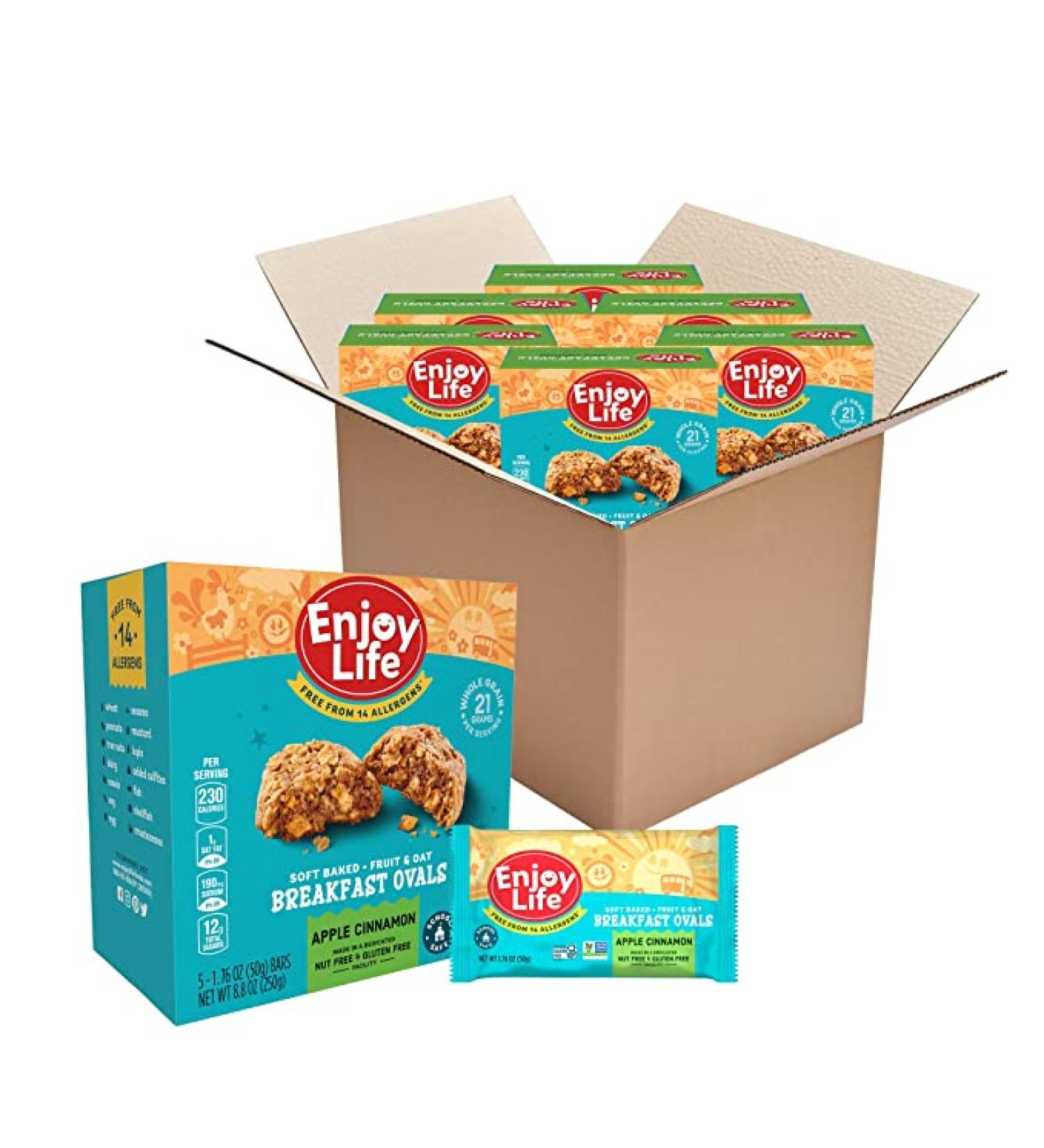 Enjoy Life Apple Cinnamon Breakfast Bars | Nut-Free, Vegan, Gluten-Free | 6-Box Pack - Buy Online on GoSupps.com