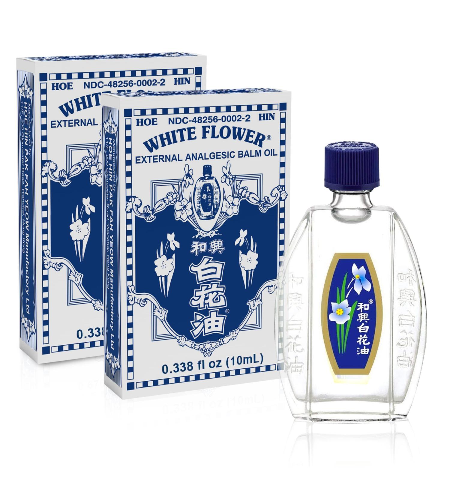 White Flower External Analgesic Balm Oil 10ml - Authentic US Import | 2 Packs | Fast International Shipping - Buy Online on GoSupps.com