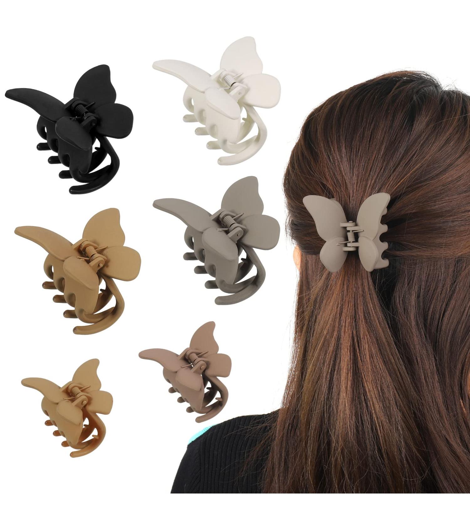 Old Compluser Butterfly Hair Clips - 6 Slip-Resistant Matte Claw Clips for Women & Girls (4 Big + 2 Small) Perfect for Thick Hair - Buy Online on GoSupps.com