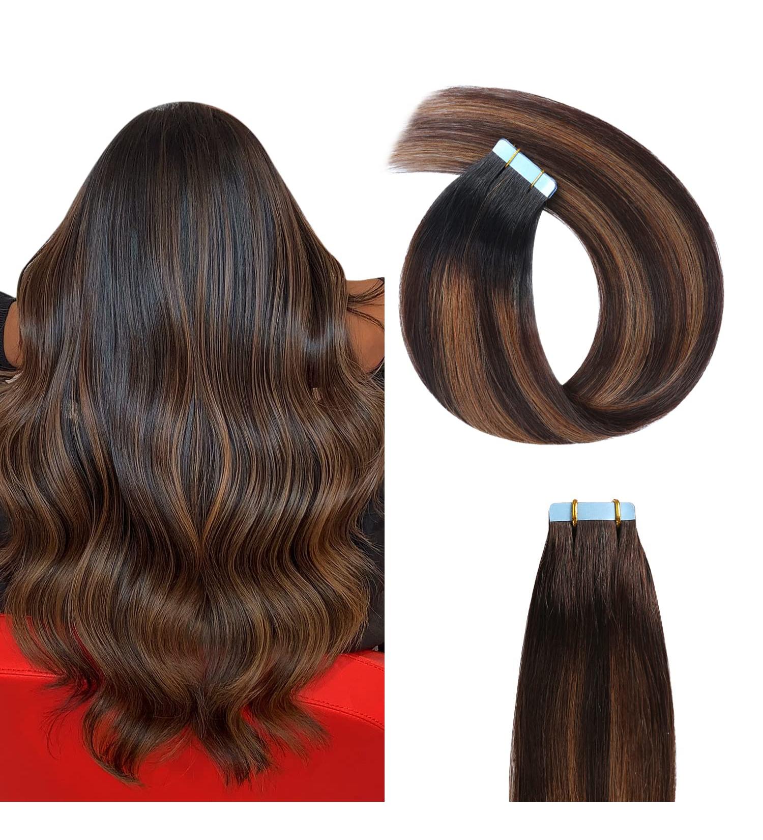 Yilite Tape Extensions Real Hair - 40cm Invisible Silky Straight Skin Weft 20 Pieces/Pack T2/P2/6 - Premium Quality Tape-In Extensions - Buy Online on GoSupps.com