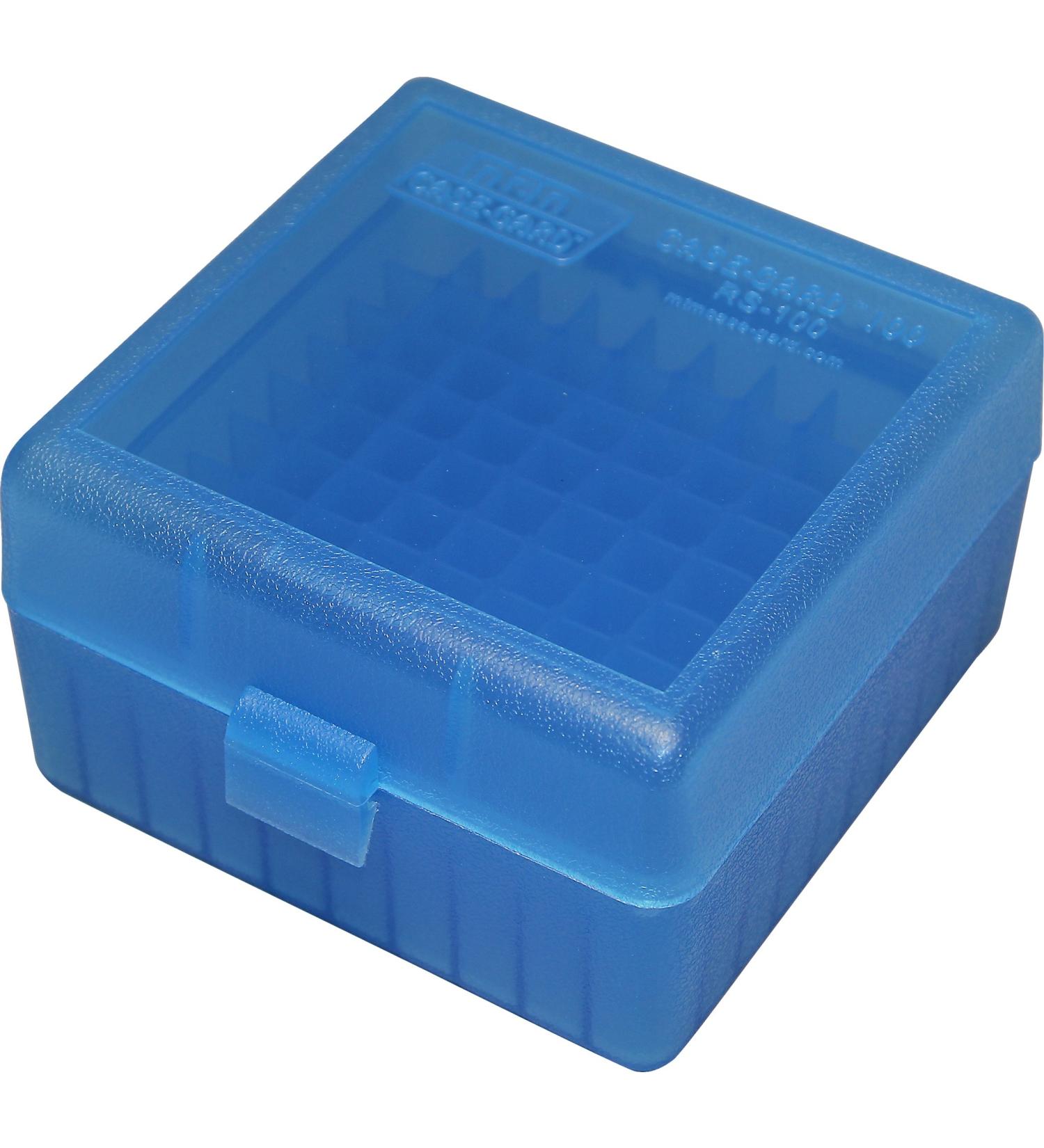 MTM 100 Round Rifle Ammo Box - Clear Blue for 17, 204, 223, 5.56x45, 6x47 Ammo - Buy Online on GoSupps.com