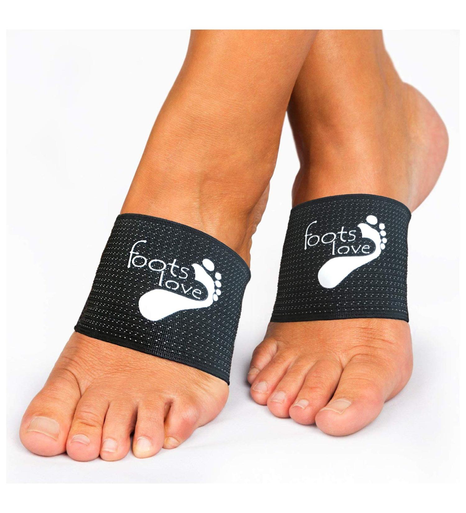 Plantar Fasciitis Arch Support Compression Bands with Copper Content - Pain Relief for Men and Women | Black - Buy Online on GoSupps.com