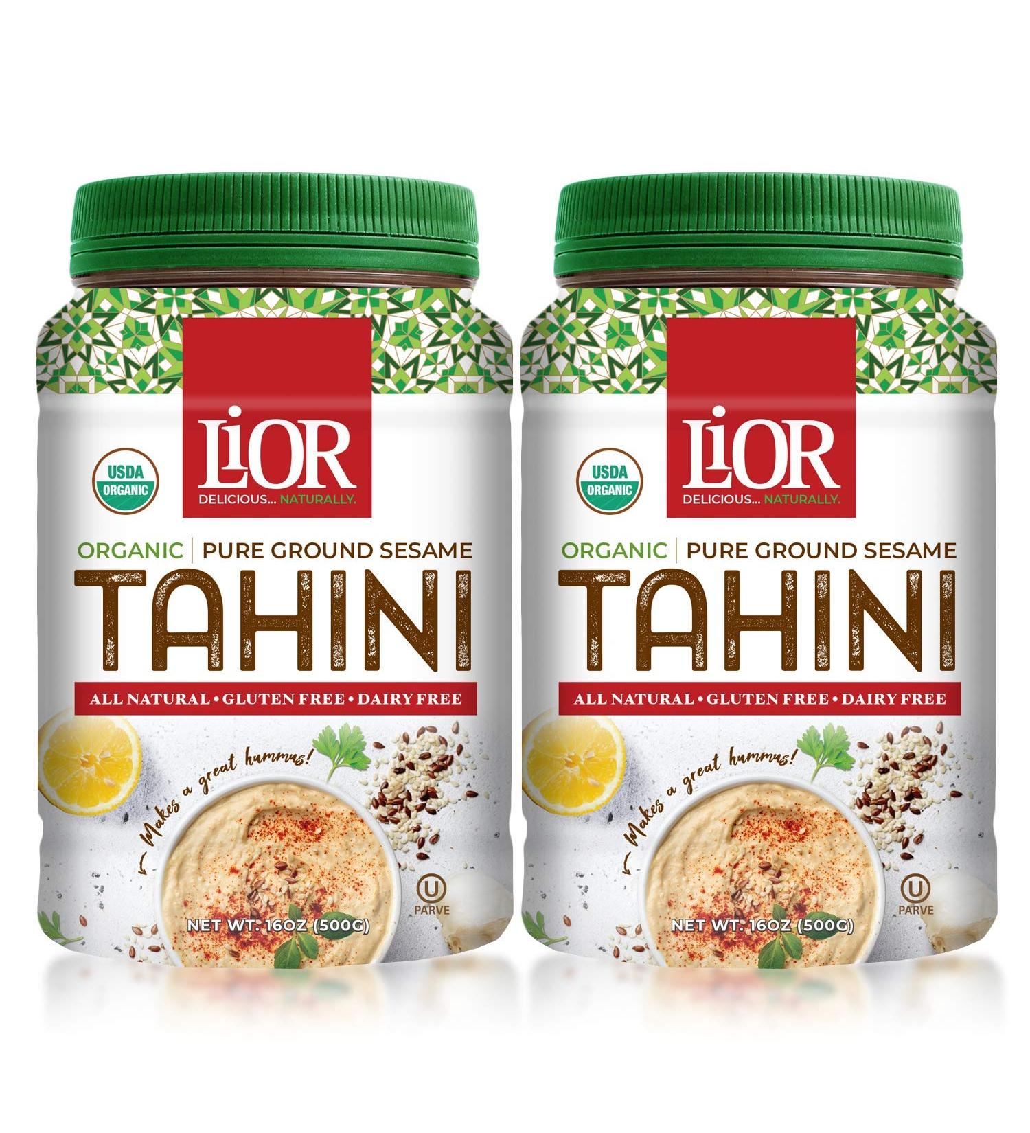 LiOR Certified Organic Tahini - 100% Pure Stone Ground Sesame - Ideal for Hummus, Dressings, and Sauces - Ethiopian Origin - Vegan, Paleo, Kosher - 16oz Jar (Pack of 2) - Buy Online on GoSupps.com