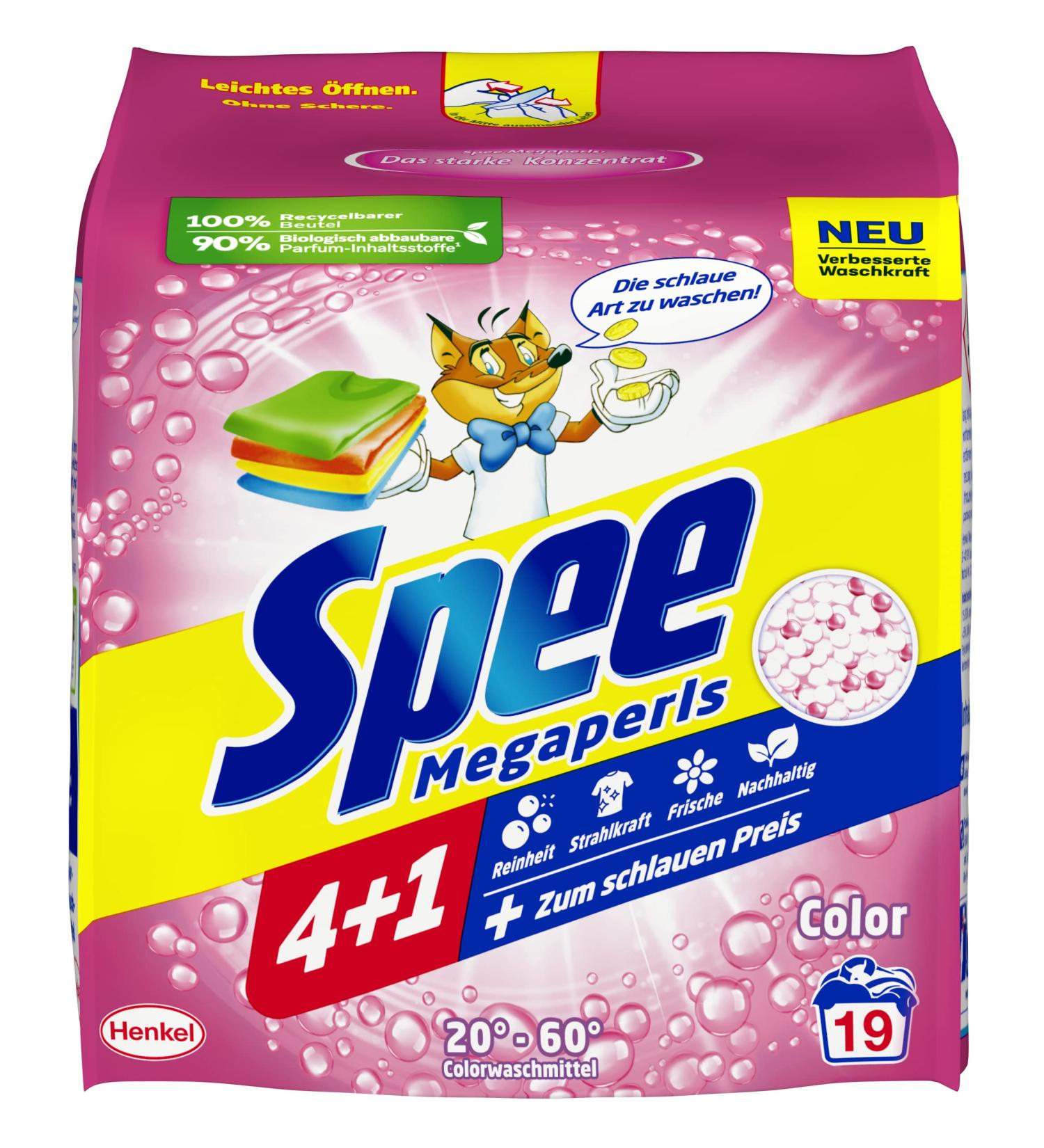 Spee Megaperls Color Washing Powder - 19 Wash Loads 4+1 Formula for Purity & Freshness Eco-Friendly Detergent (1.14 kg) - Buy Online on GoSupps.com