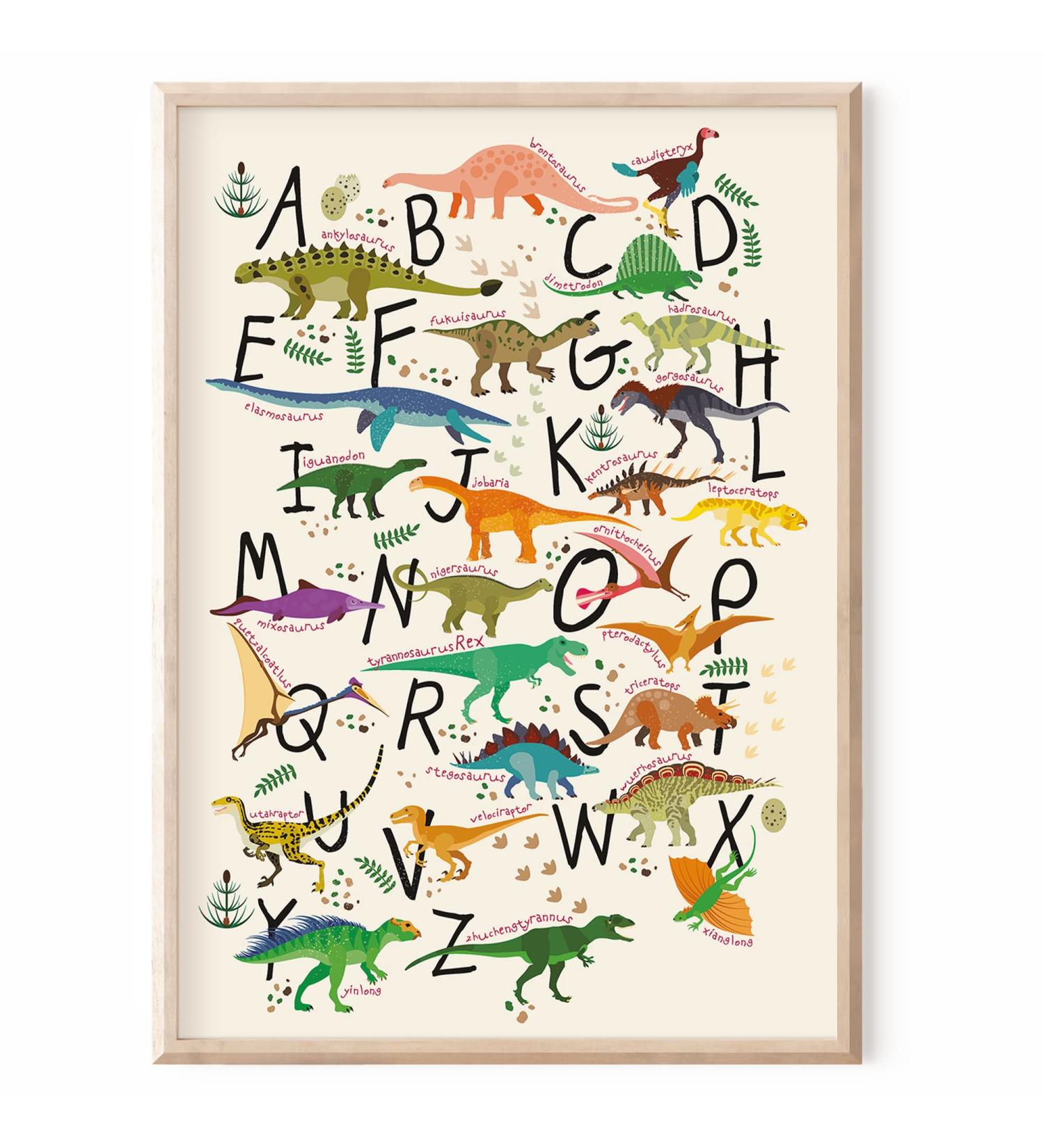ABC Dino Poster for Children's Room | DIN A2 Dinosaur Alphabet Learning Decor for Boys | Dino ABC Poster - 2 - Buy Online on GoSupps.com