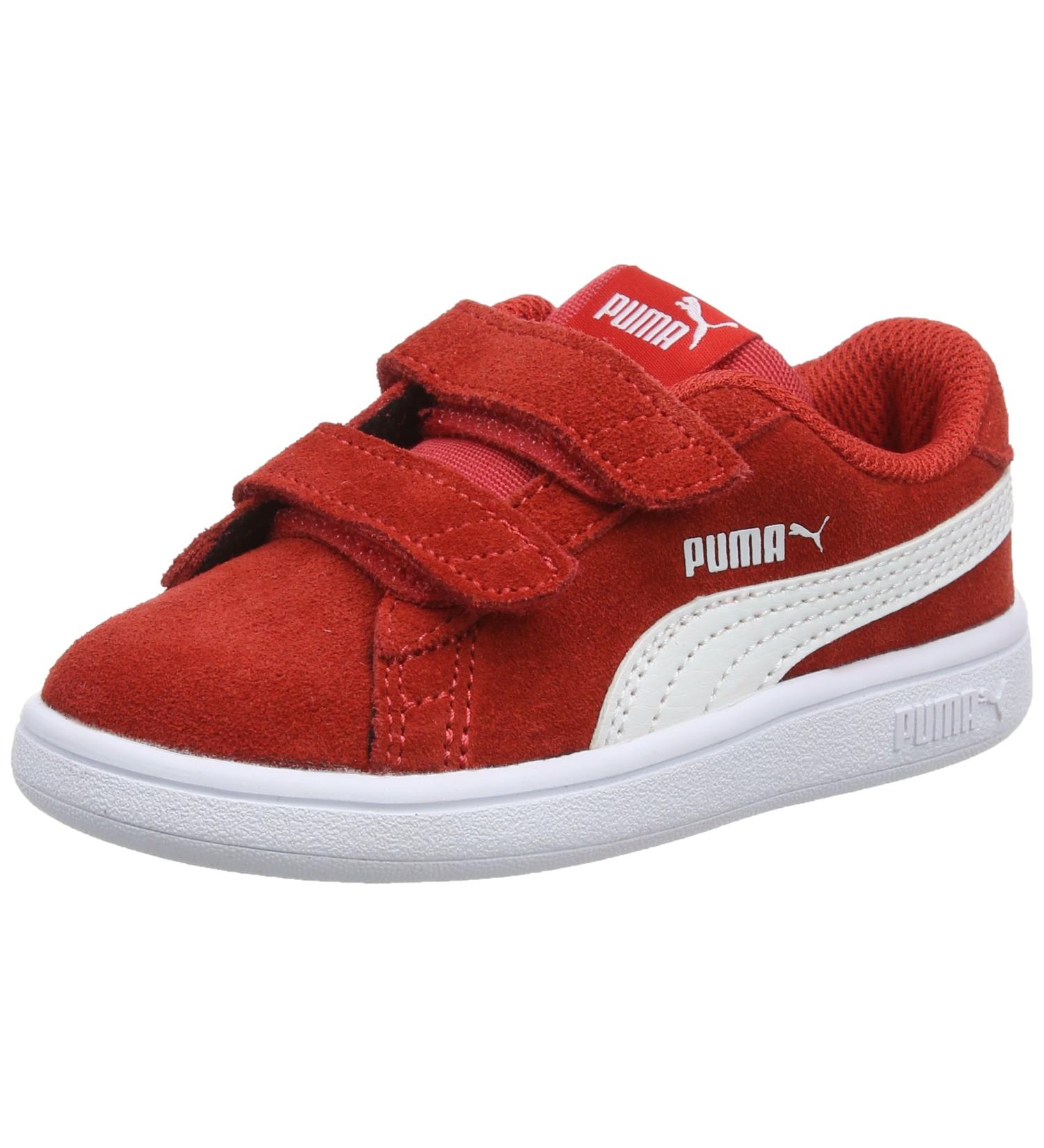 PUMA Kids Smash V2 Buck V INF Sneaker - High Risk Red/Puma White - Size 5 UK Child - Buy Online on GoSupps.com