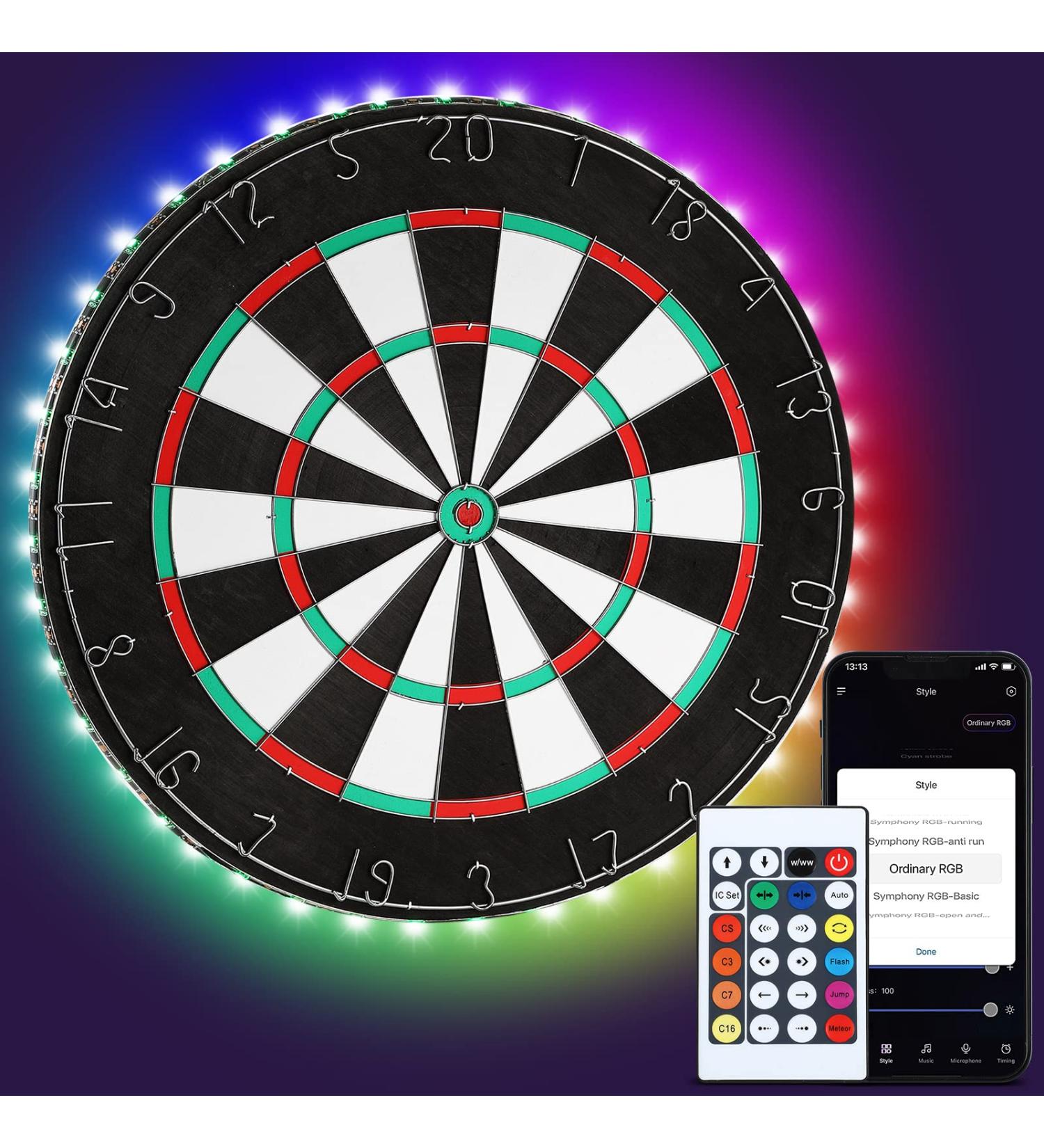Dartboard LED Strip Lights - RGBIC, Bluetooth APP Control, Music Sync, DIY Cuttable, USB Powered - for 13-18 inch Dart Boards - Buy Online on GoSupps.com