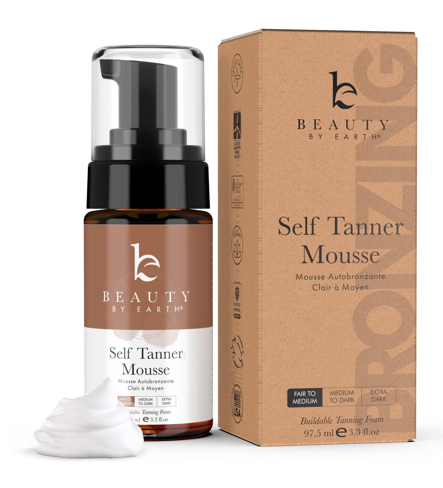 Self Tanner Mousse - USA Made Natural & Organic Streak-Free Tanning Foam for Pale Skin Non-Toxic Fake Tan - 3.30 Fl Oz (Pack of 1 - Buy Online on GoSupps.com