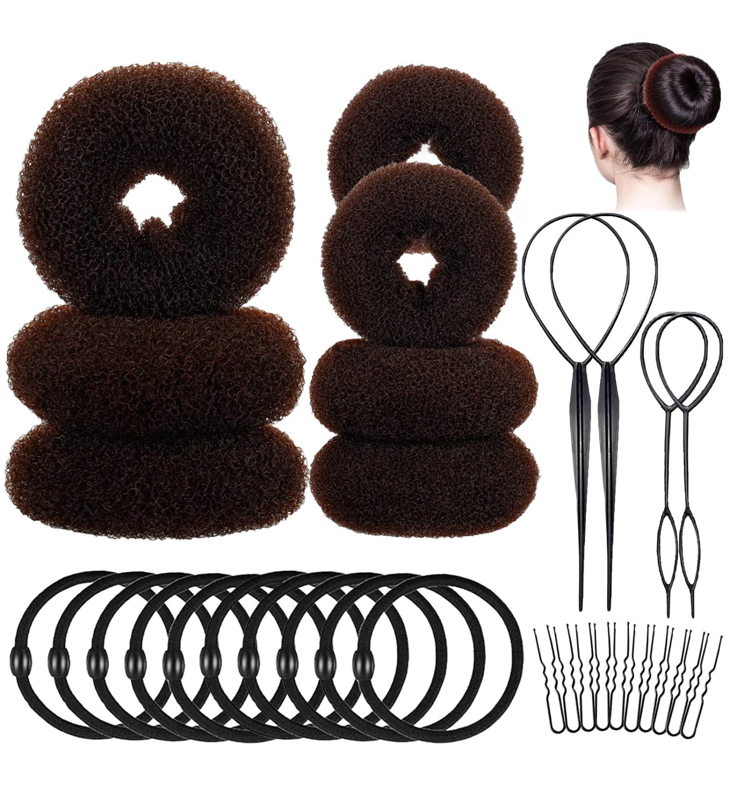31pcs Donut Hair Bun Maker Set | Perfect Hairstyling Aid for Kids & Women | Brown Hair Knot Accessories - Buy Online on GoSupps.com