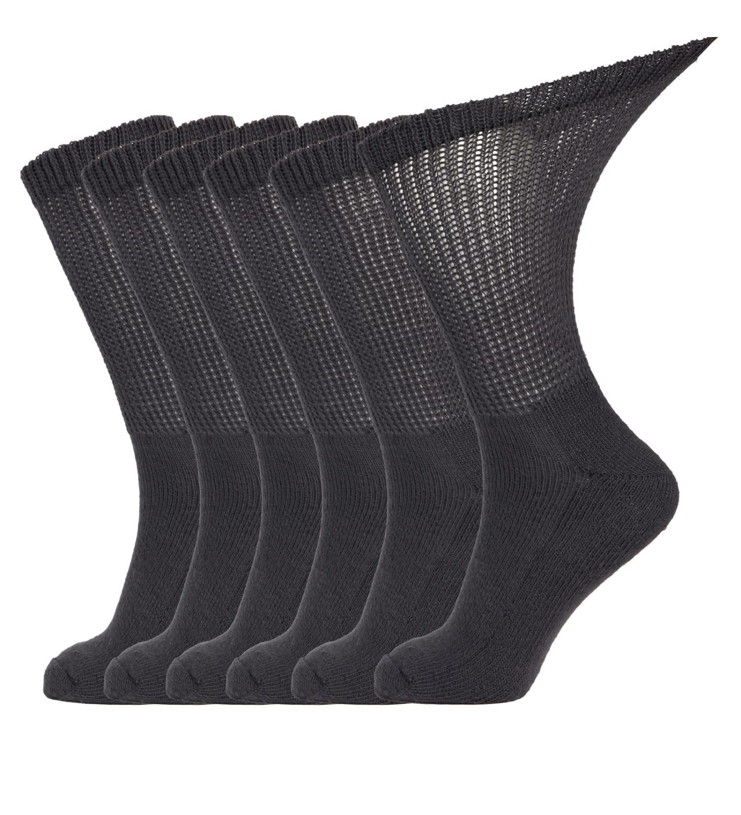 LIN PERFORMANCE Diabetic Crew Socks - Non-Binding & Cushioned 6 Pairs XL (Dark Grey 13-15) for Men & Women - Soft Comfortable & Supportive - Buy Online on GoSupps.com
