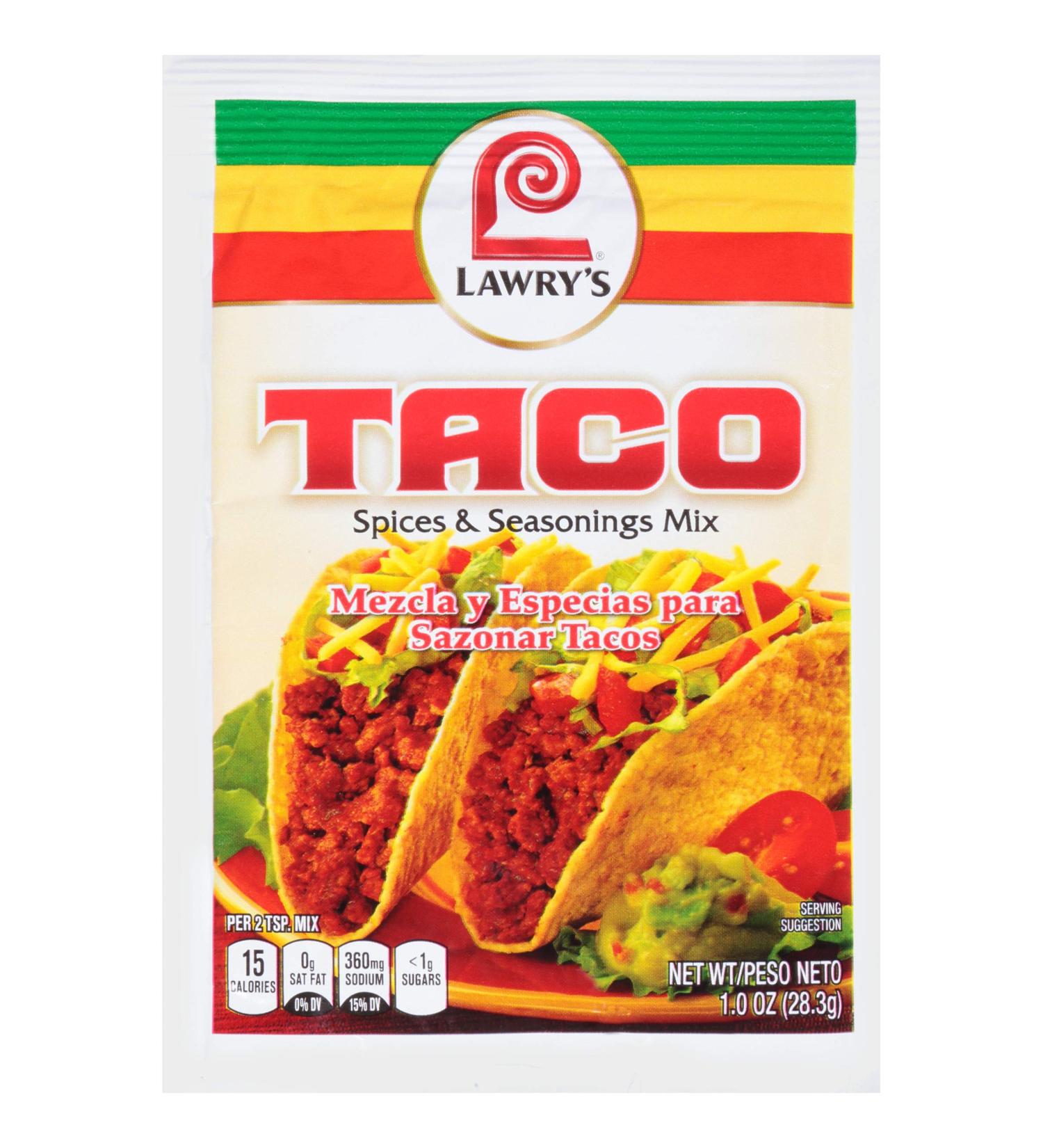 Lawry's Taco Spices & Seasonings Mix - 1 oz (Pack of 12) - Buy Online on GoSupps.com