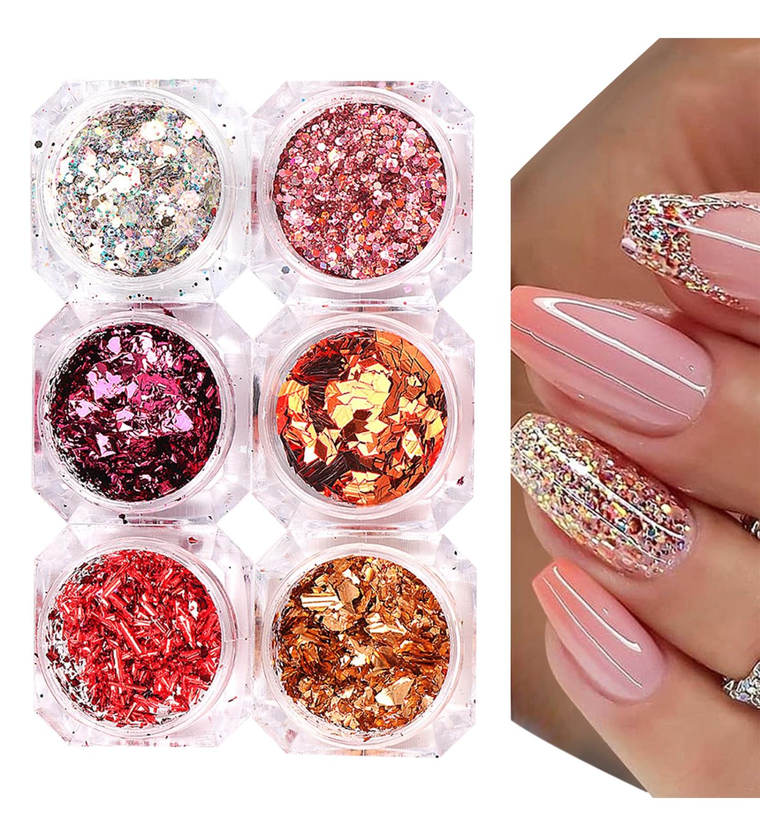 GZSYY Nail Glitter Sequins 6PCS Holographic Nail Powder & Sparkling Flakes for Stunning Nail Art - Buy Online on GoSupps.com