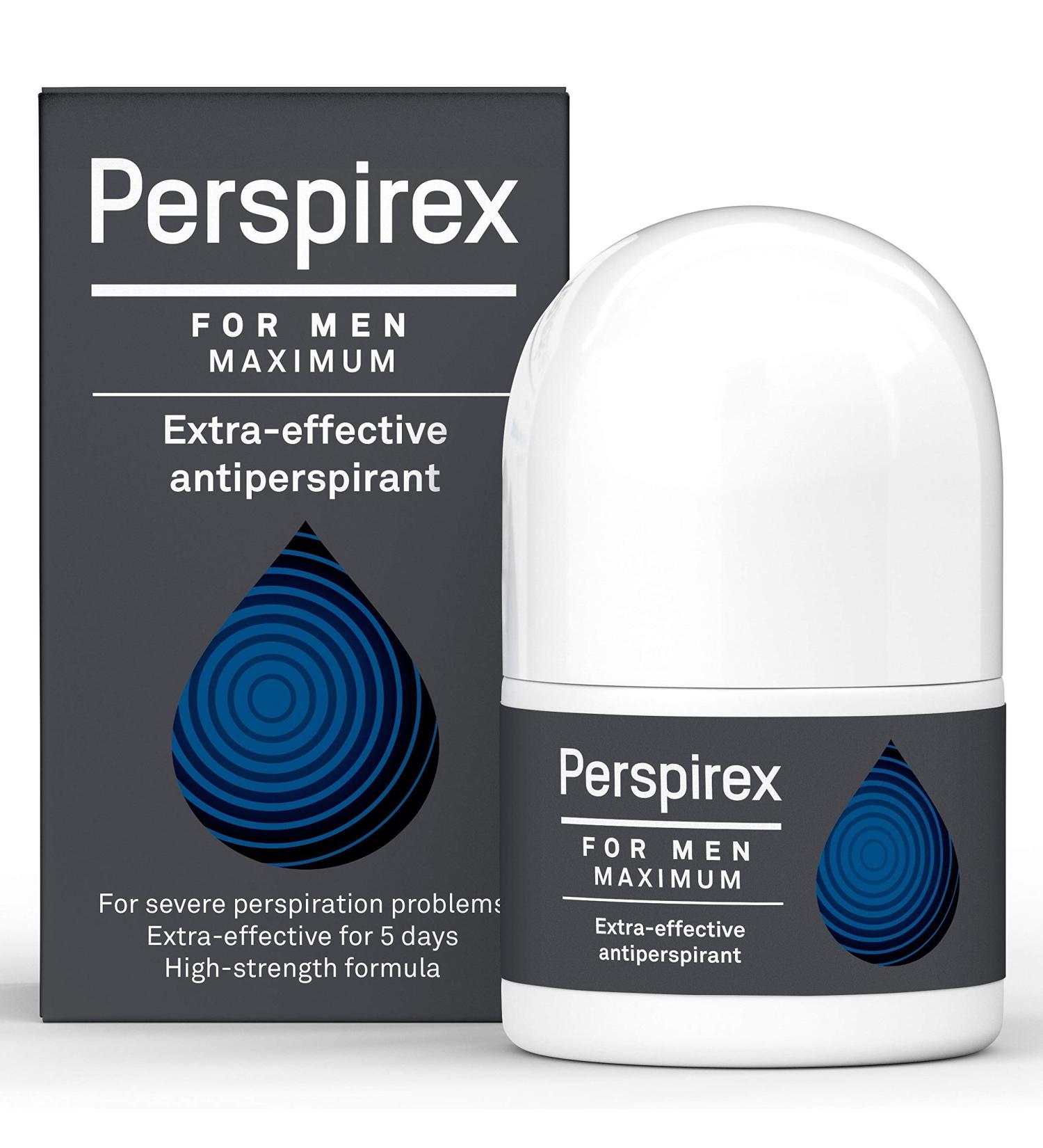 PERSPIREX Men's Maximum Strength Antiperspirant Roll-On - 5 Days Freshness & Sweat Protection 20ml - Buy Online on GoSupps.com