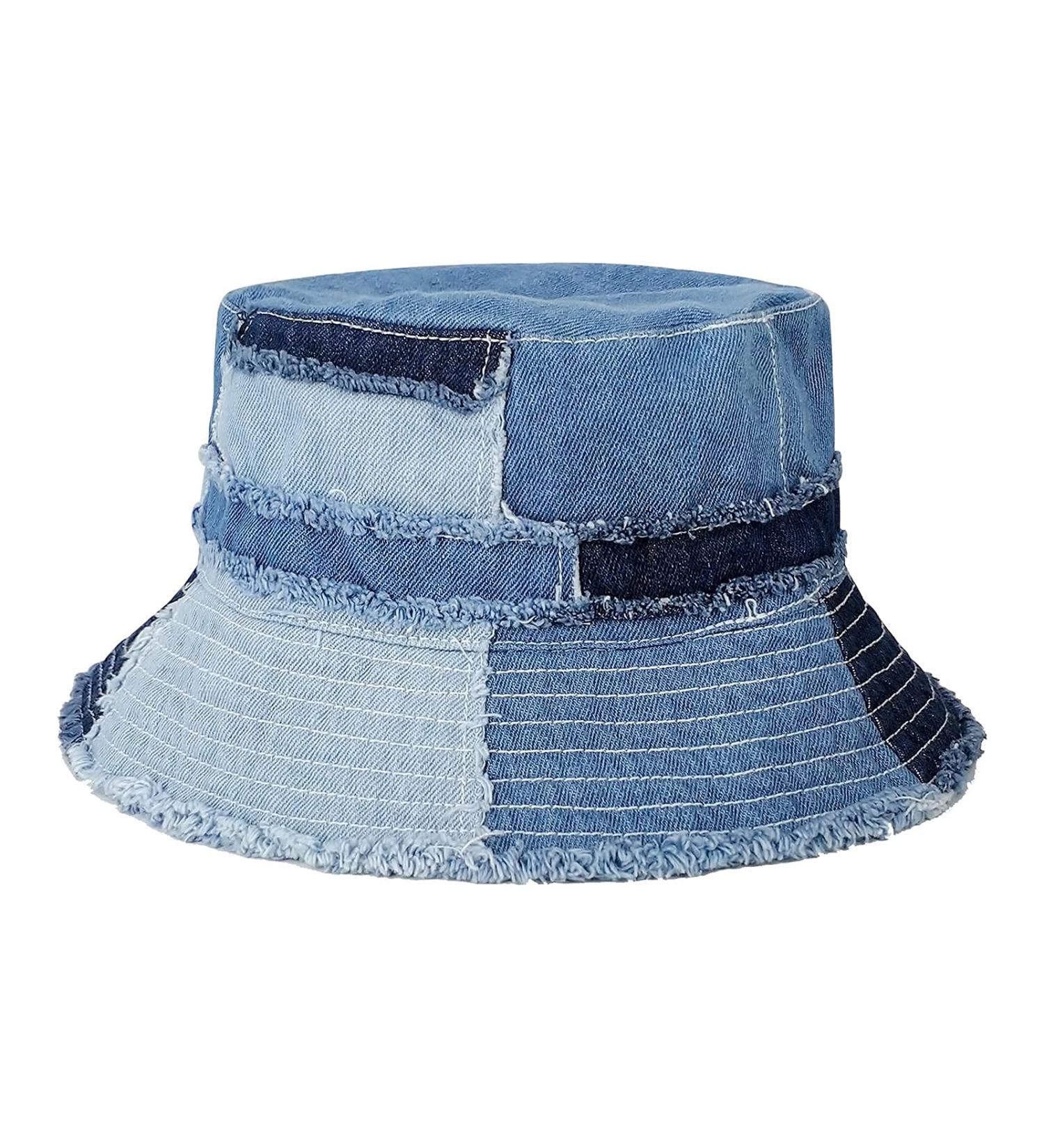 GuanGu Washed Denim Bucket Hat for Women & Men | Packable Summer Sun Hat for Travel | Blue Denim | Small-Medium - Buy Online on GoSupps.com